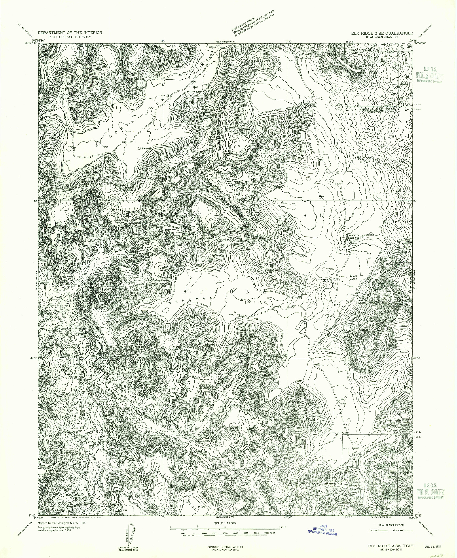 USGS 1:24000-SCALE QUADRANGLE FOR ELK RIDGE 2 SE, UT 1954