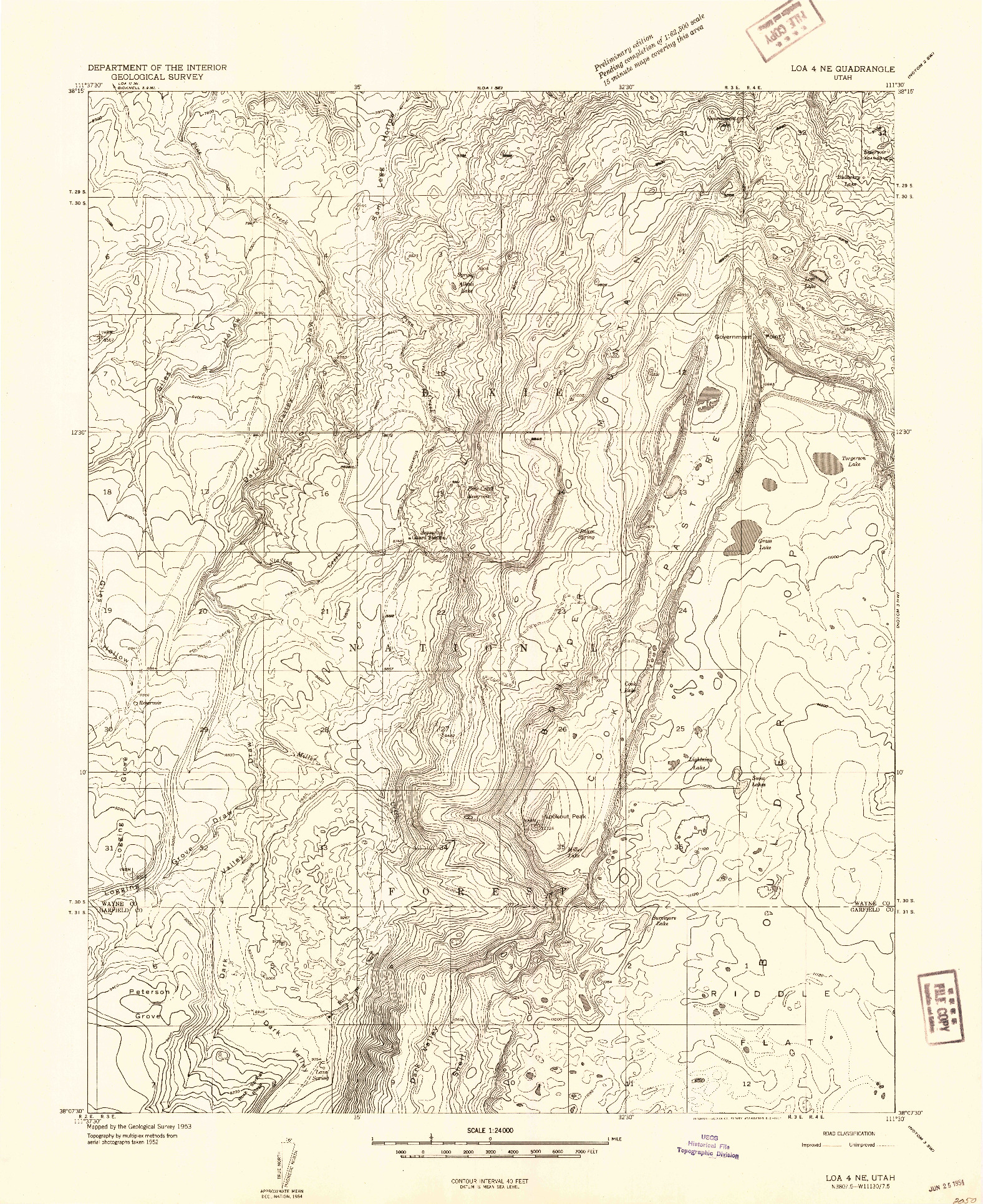 USGS 1:24000-SCALE QUADRANGLE FOR LOA 4 NE, UT 1953