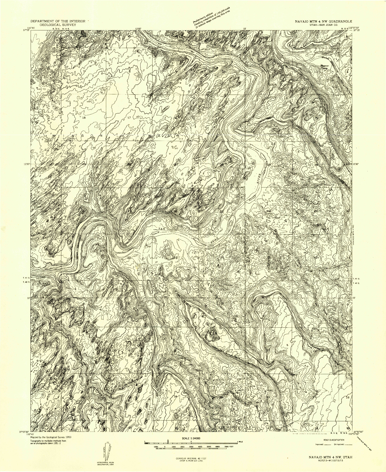 USGS 1:24000-SCALE QUADRANGLE FOR NAVAJO MOUNTAIN 4 NW, UT 1953