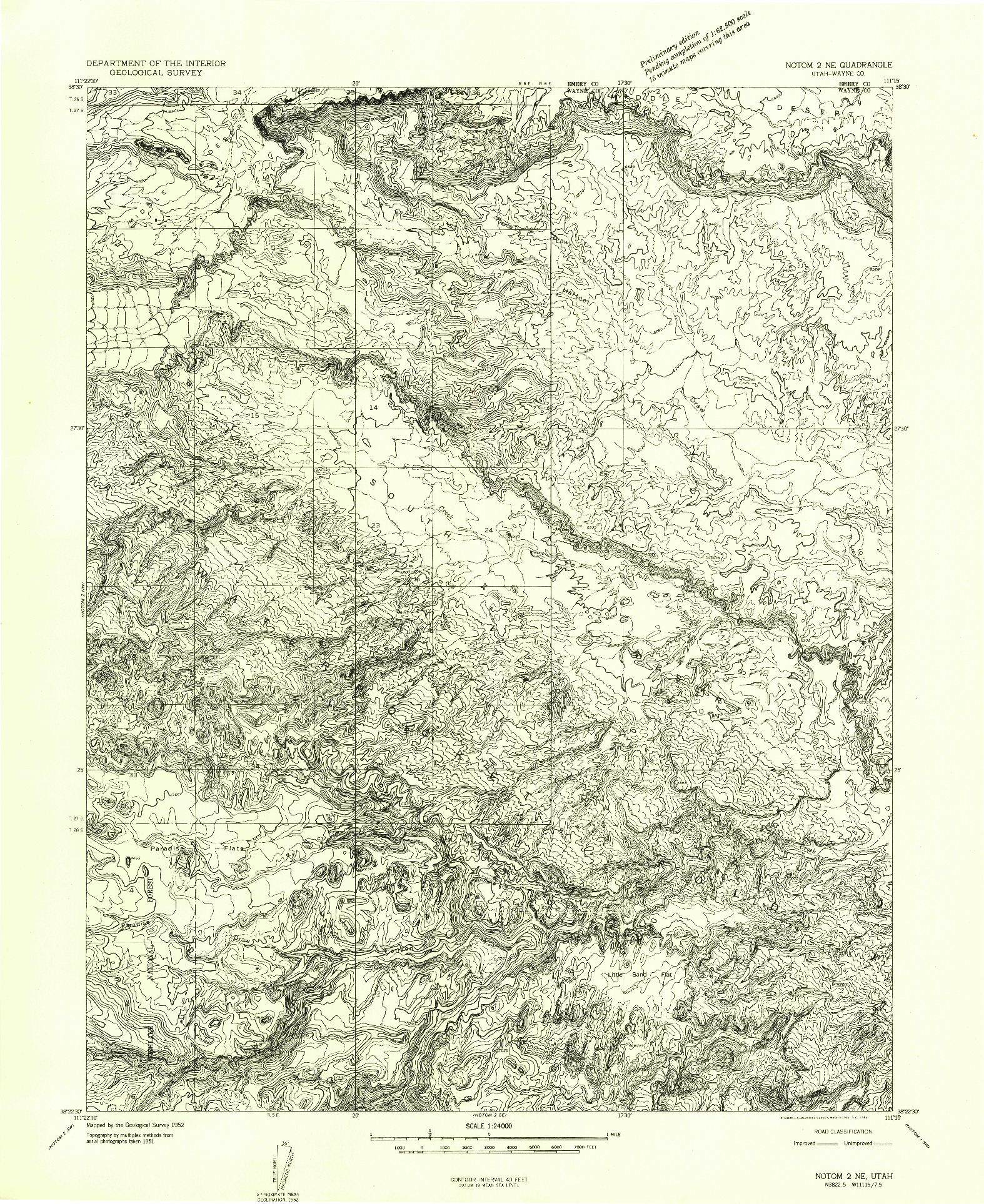 USGS 1:24000-SCALE QUADRANGLE FOR NOTOM 2 NE, UT 1952