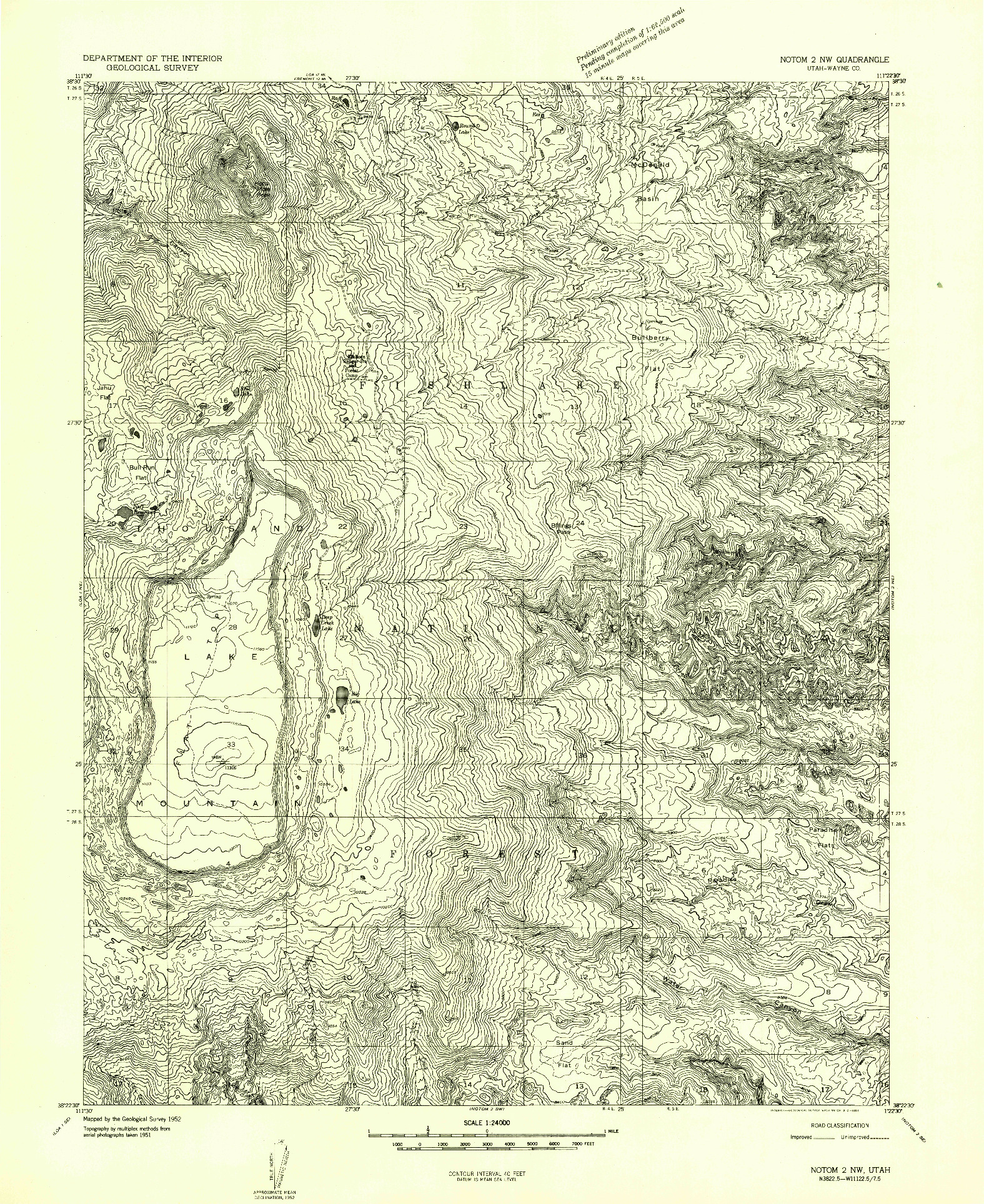 USGS 1:24000-SCALE QUADRANGLE FOR NOTOM 2 NW, UT 1952