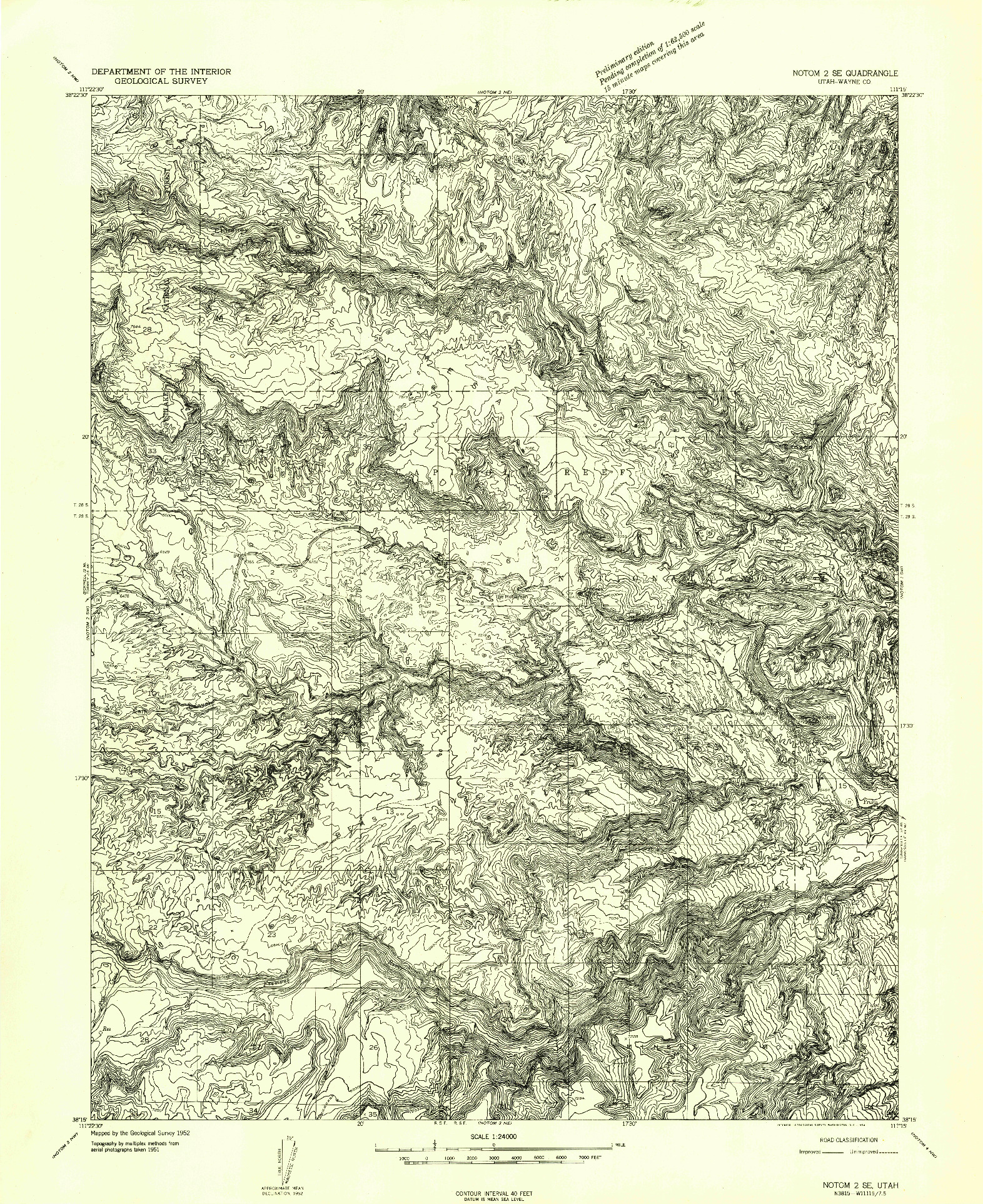 USGS 1:24000-SCALE QUADRANGLE FOR NOTOM 2 SE, UT 1952