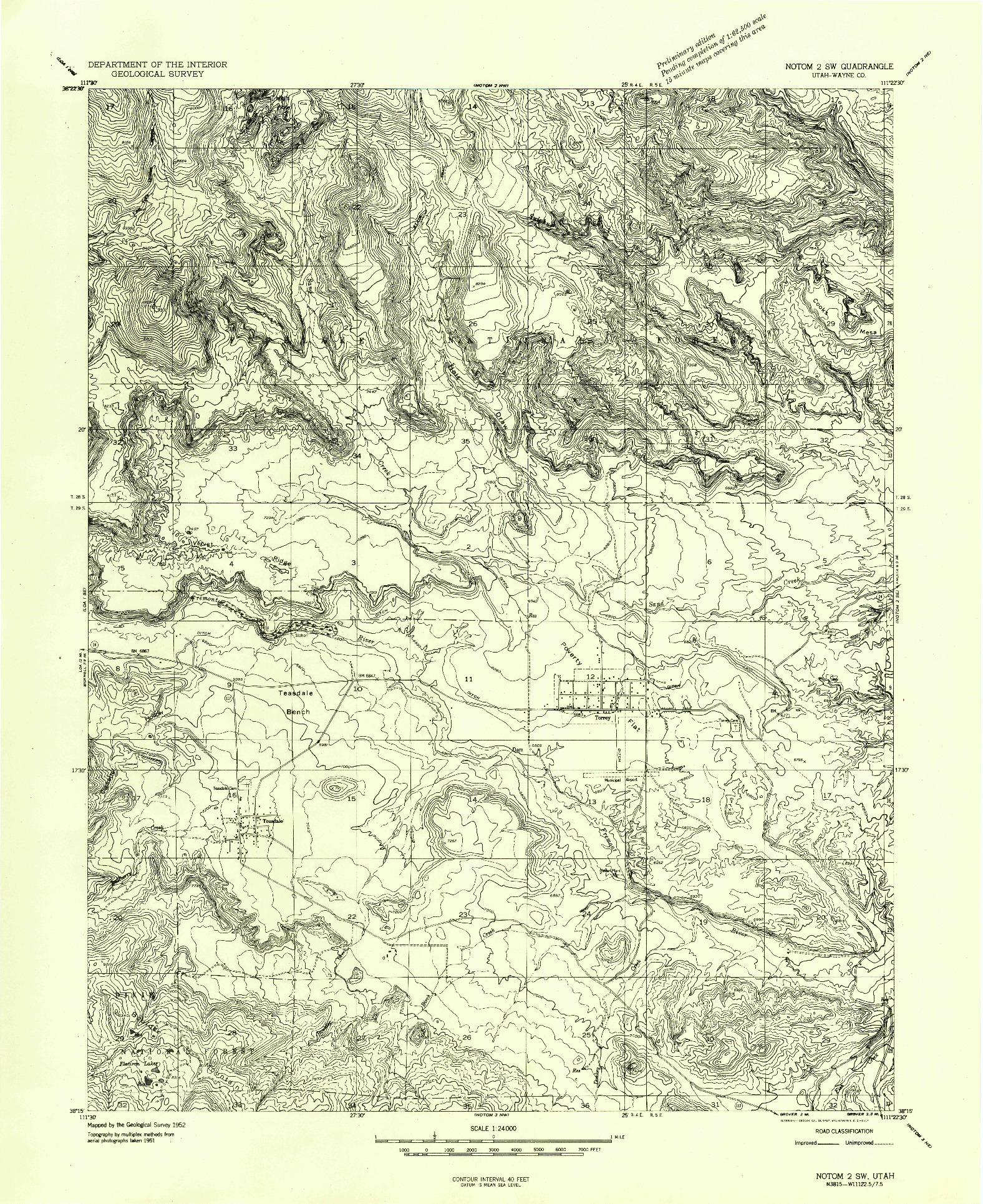 USGS 1:24000-SCALE QUADRANGLE FOR NOTOM 2 SW, UT 1952