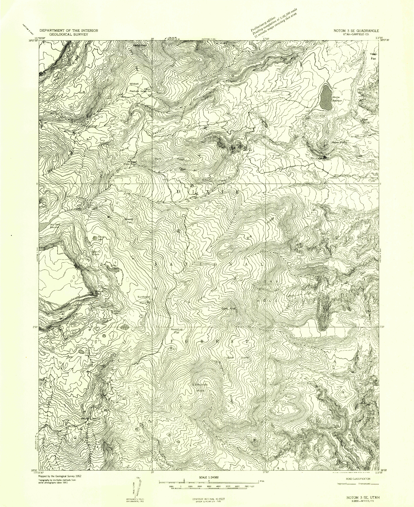 USGS 1:24000-SCALE QUADRANGLE FOR NOTOM 3 SE, UT 1952