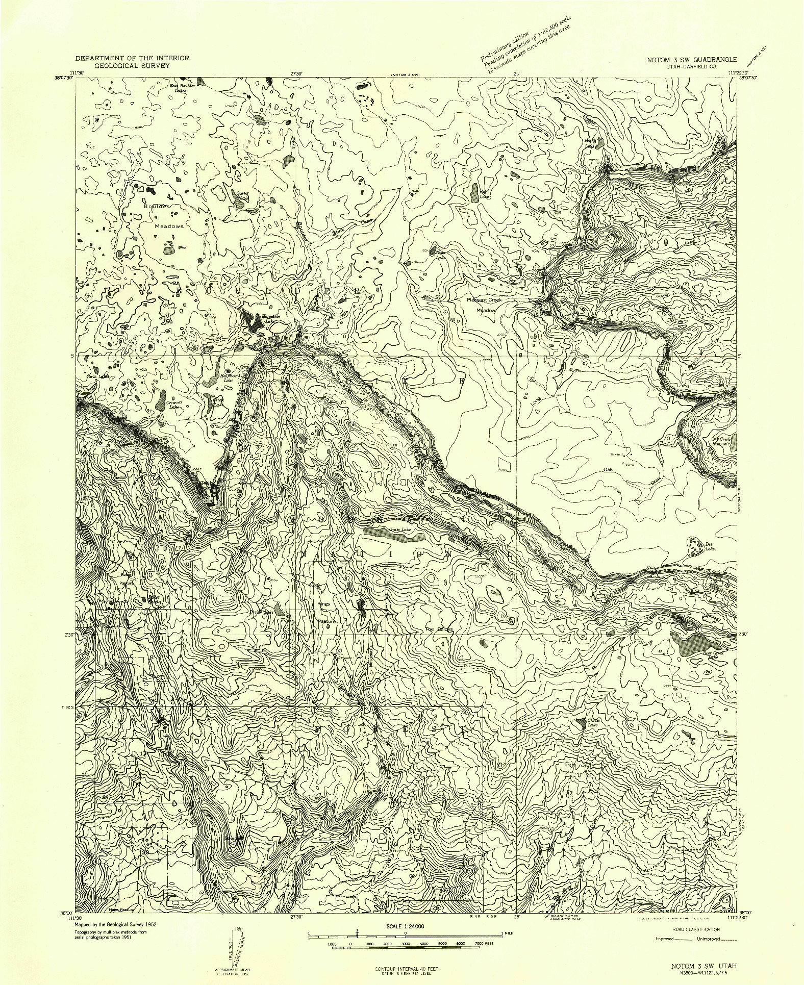 USGS 1:24000-SCALE QUADRANGLE FOR NOTOM 3 SW, UT 1952