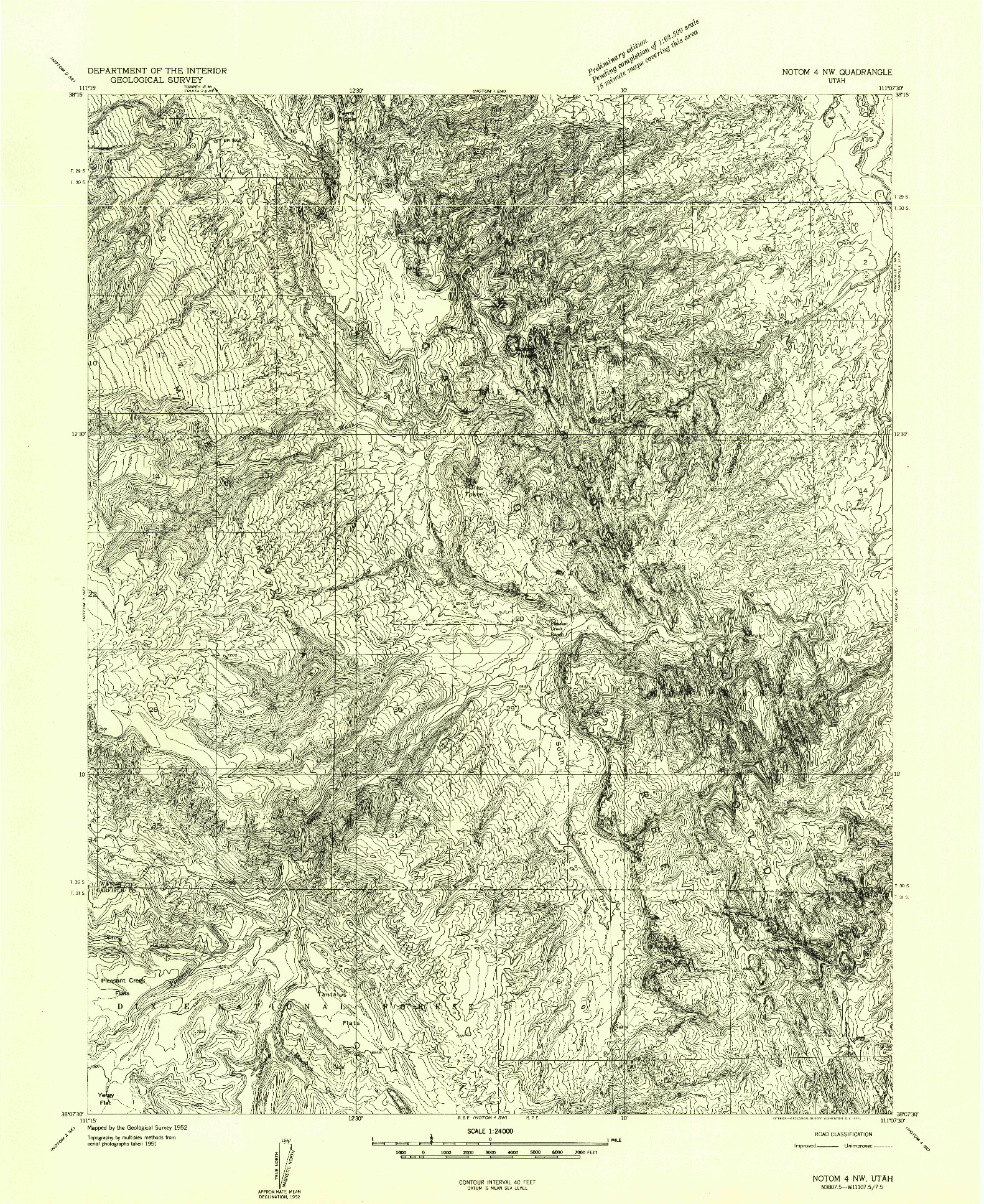 USGS 1:24000-SCALE QUADRANGLE FOR NOTOM 4 NW, UT 1952