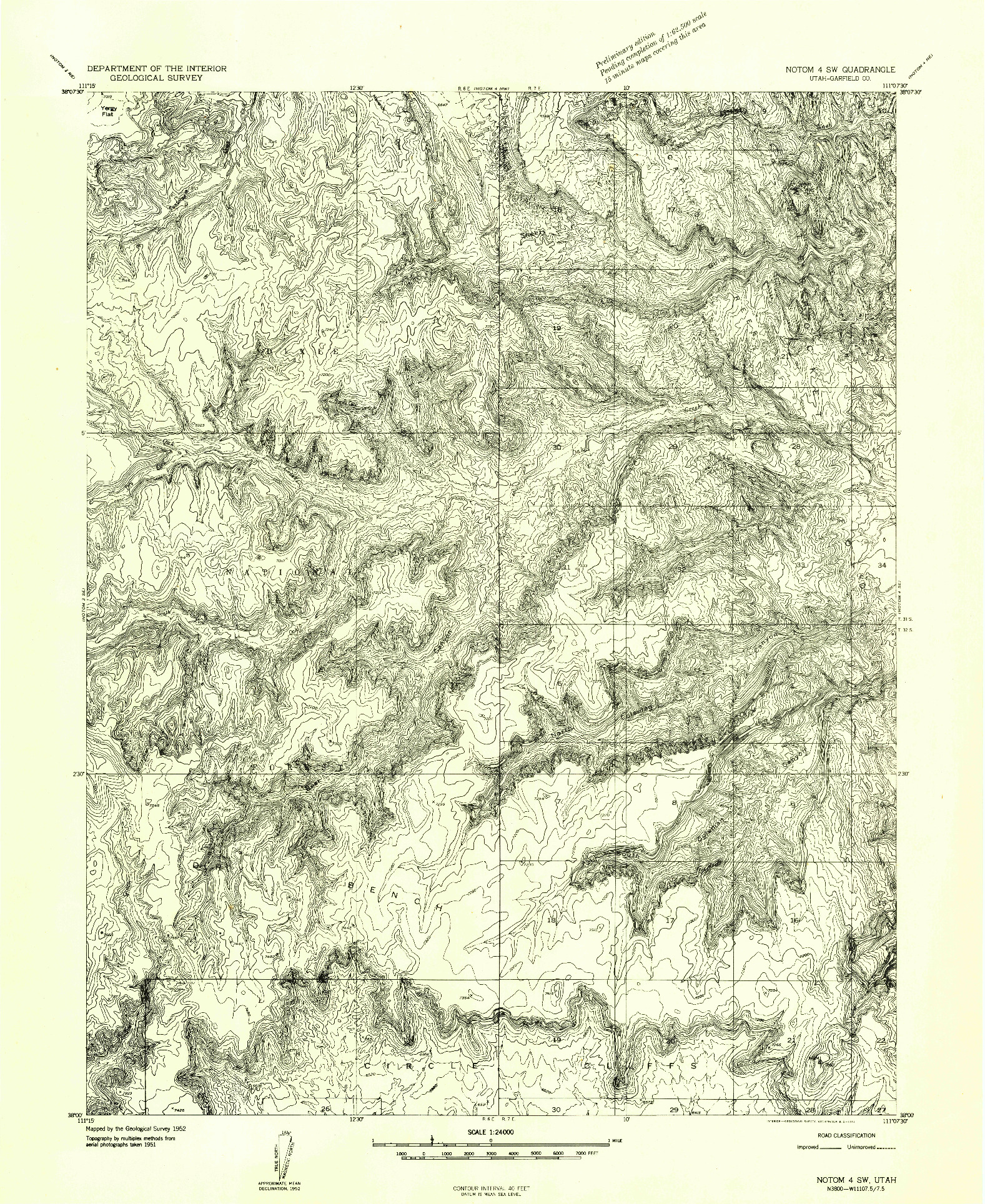 USGS 1:24000-SCALE QUADRANGLE FOR NOTOM 4 SW, UT 1952