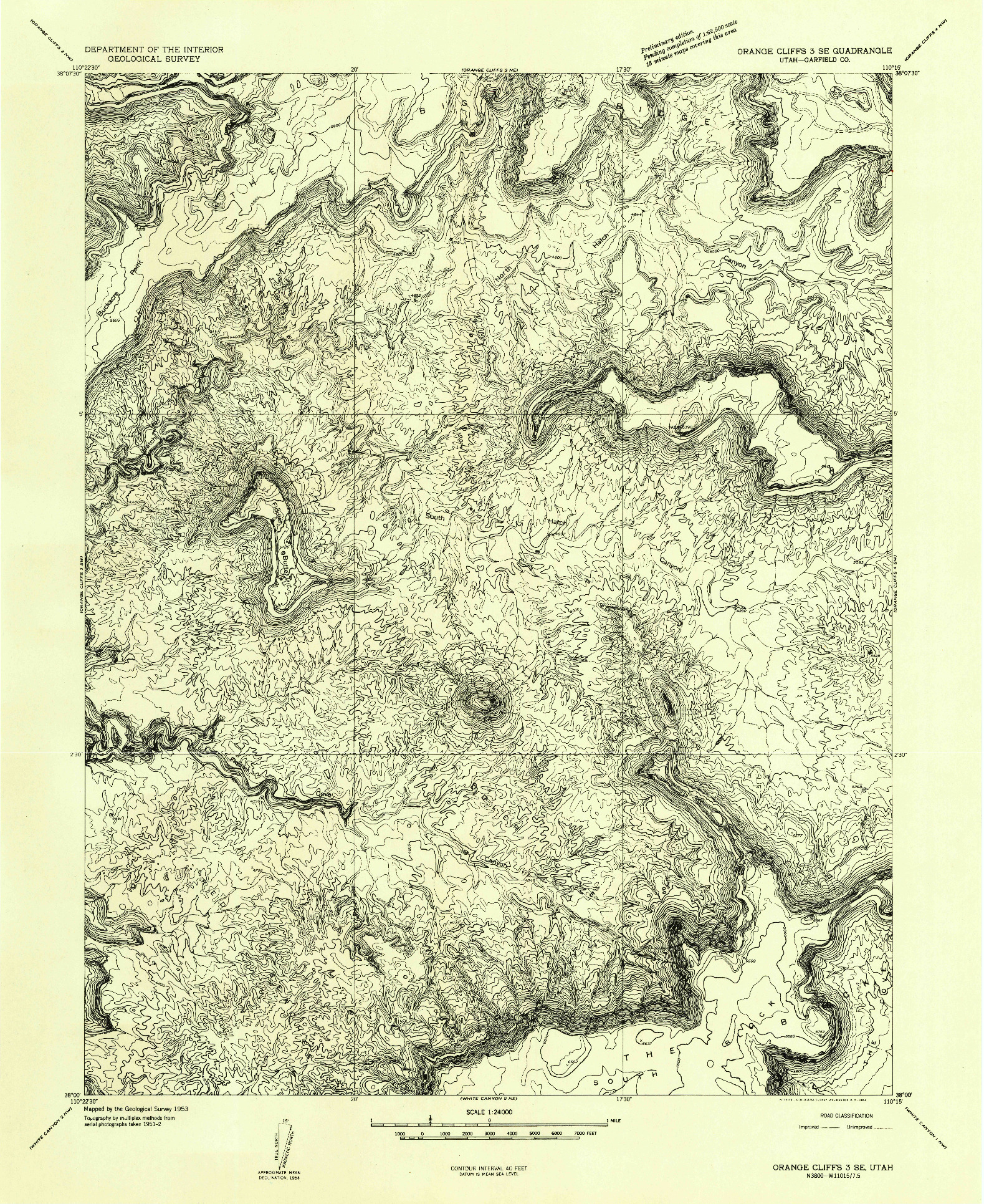 USGS 1:24000-SCALE QUADRANGLE FOR ORANGE CLIFFS 3 SE, UT 1953