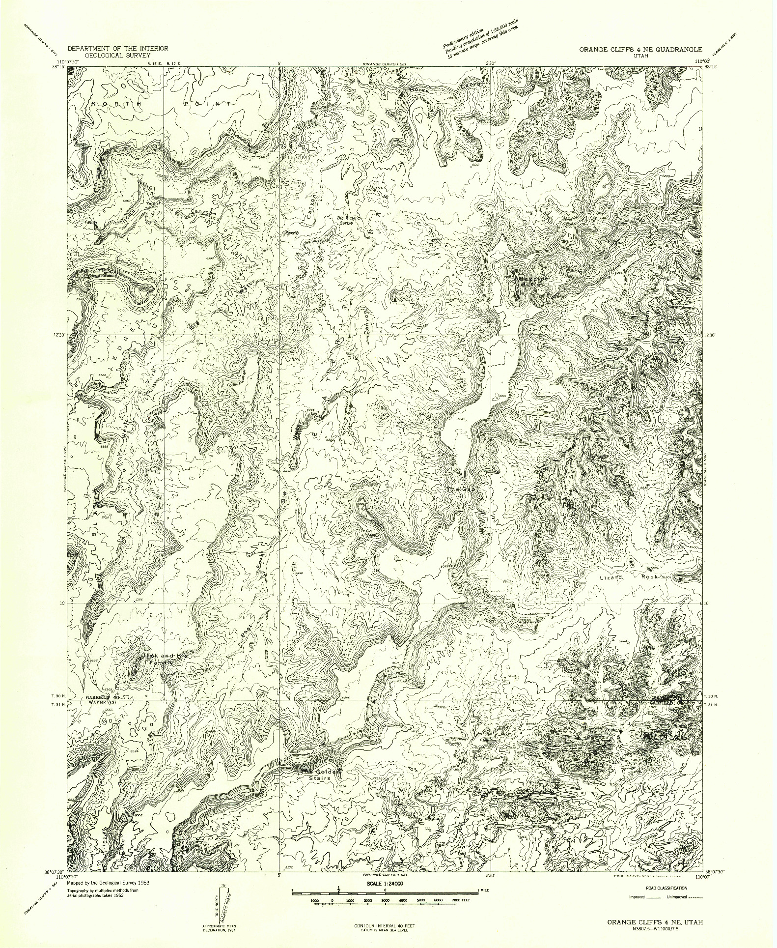 USGS 1:24000-SCALE QUADRANGLE FOR ORANGE CLIFFS 4 NE, UT 1953