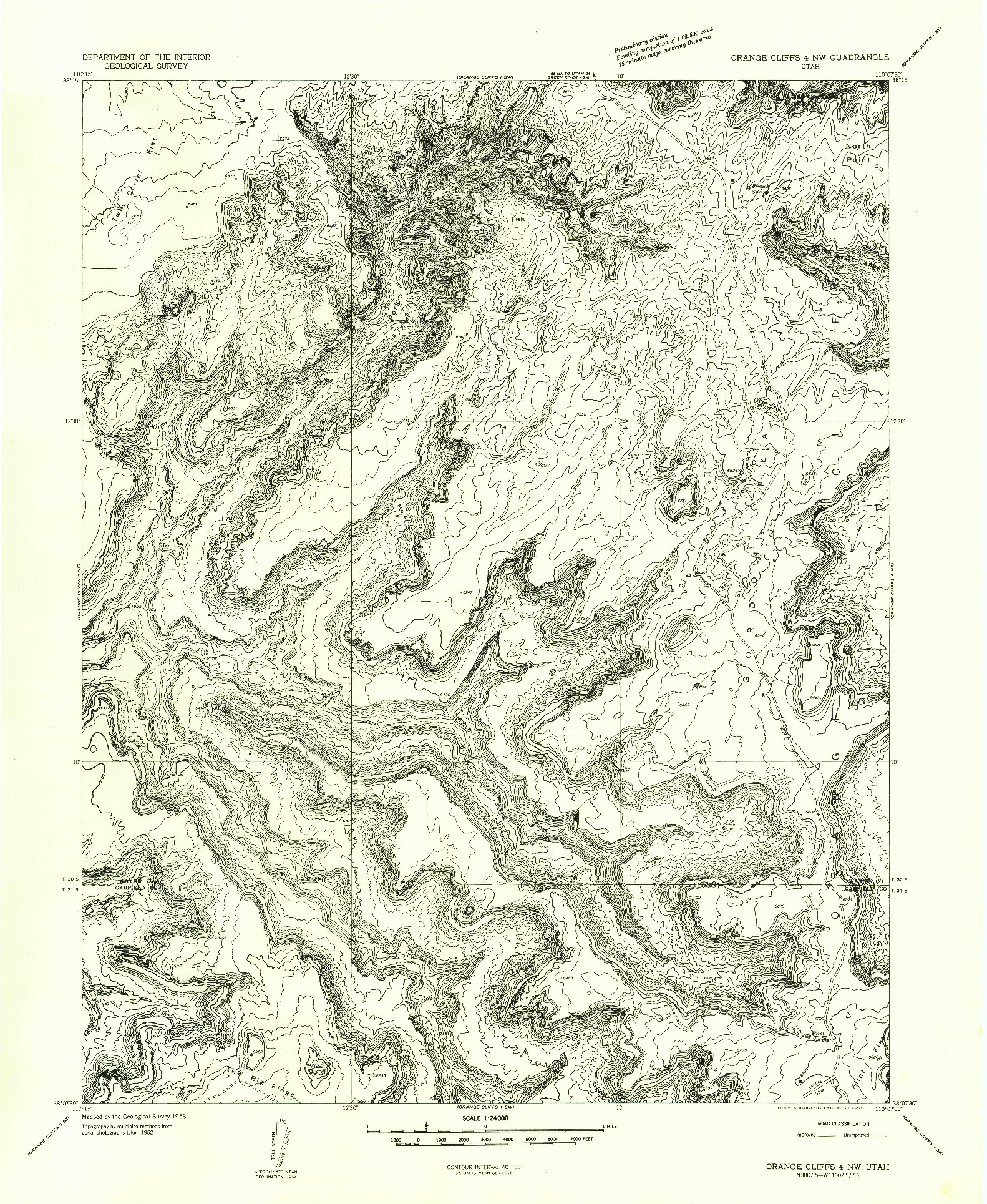 USGS 1:24000-SCALE QUADRANGLE FOR ORANGE CLIFFS 4 NW, UT 1953