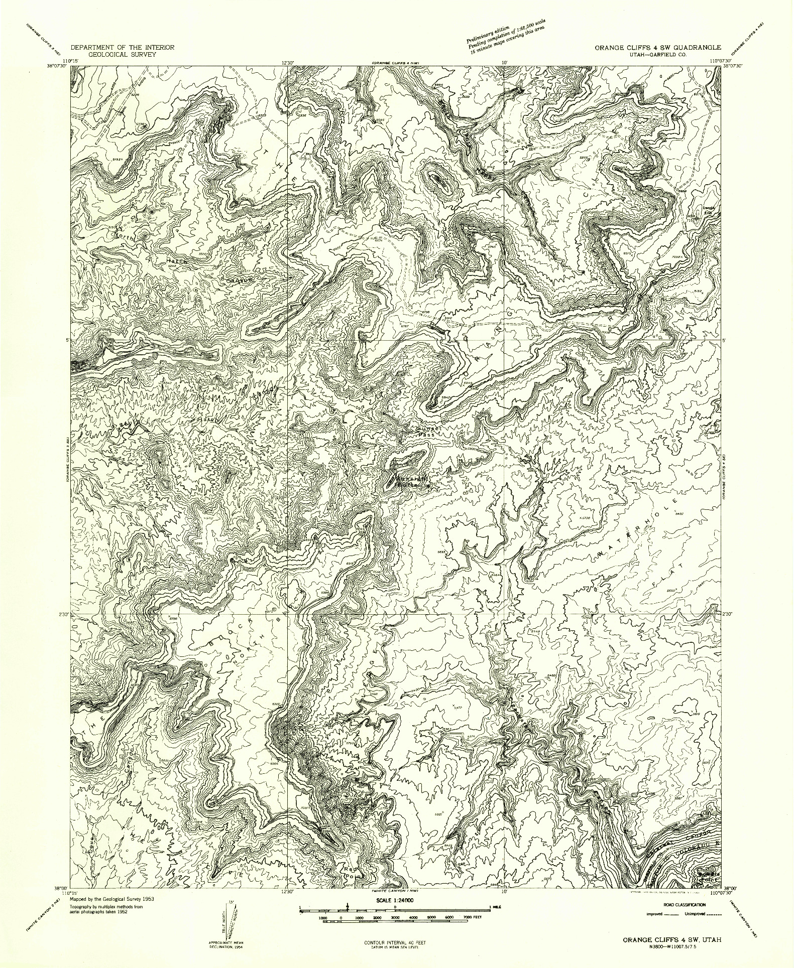 USGS 1:24000-SCALE QUADRANGLE FOR ORANGE CLIFFS 4 SW, UT 1953