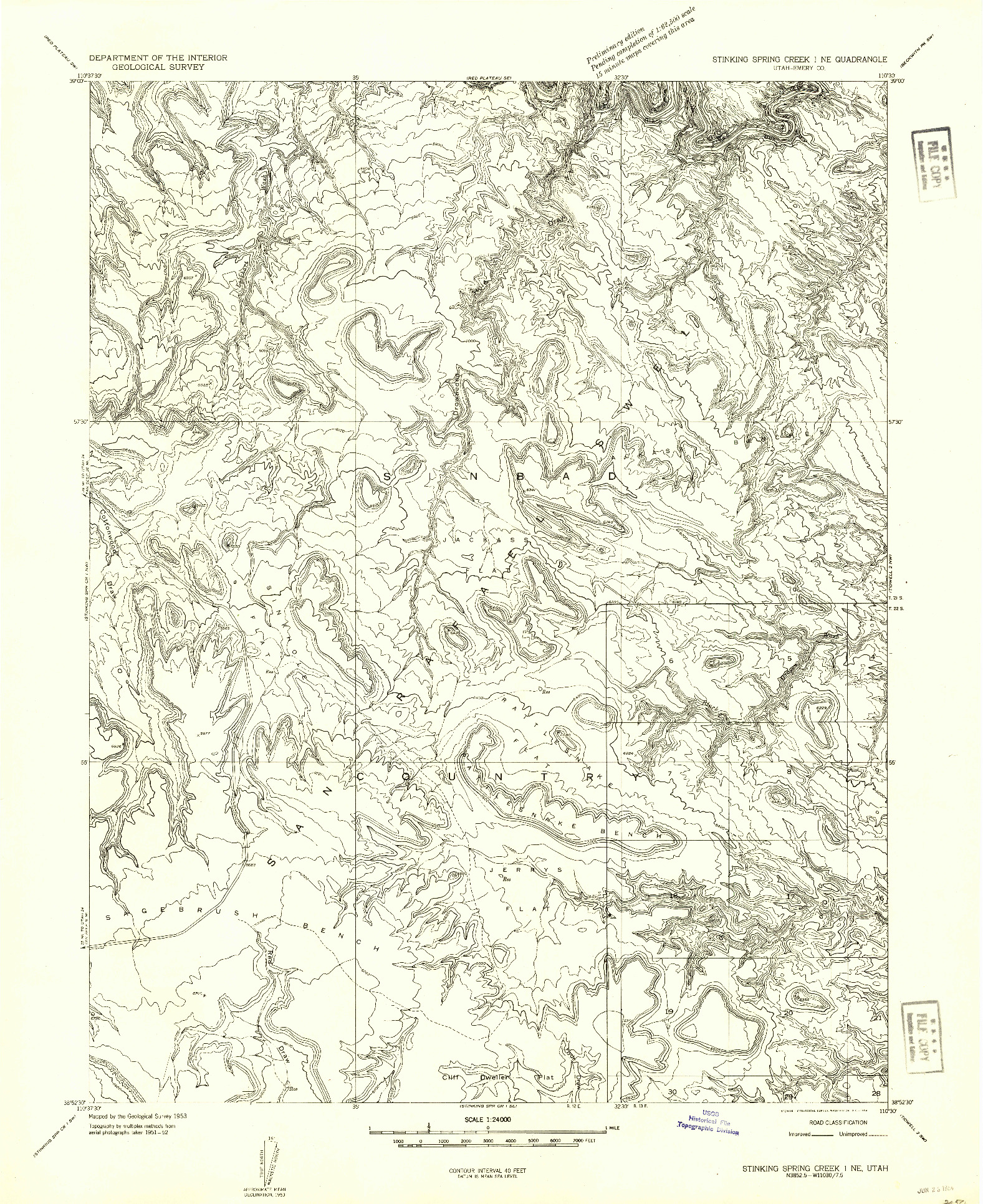 USGS 1:24000-SCALE QUADRANGLE FOR STINKING SPRING CREEK 1 NE, UT 1954