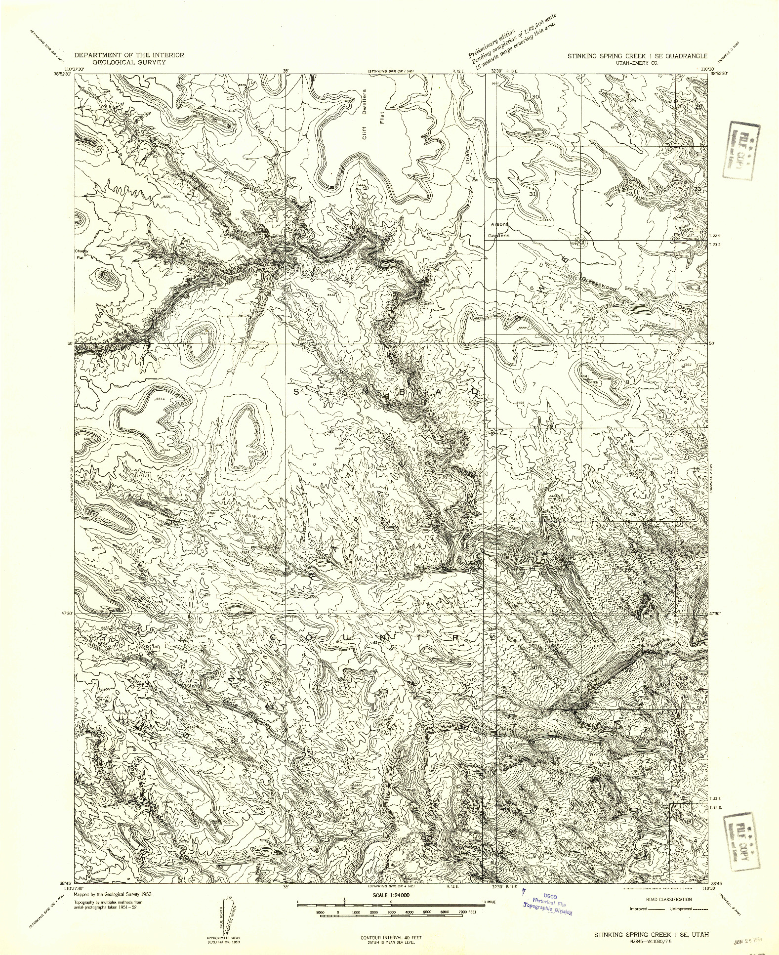 USGS 1:24000-SCALE QUADRANGLE FOR STINKING SPRING CREEK 1 SE, UT 1954