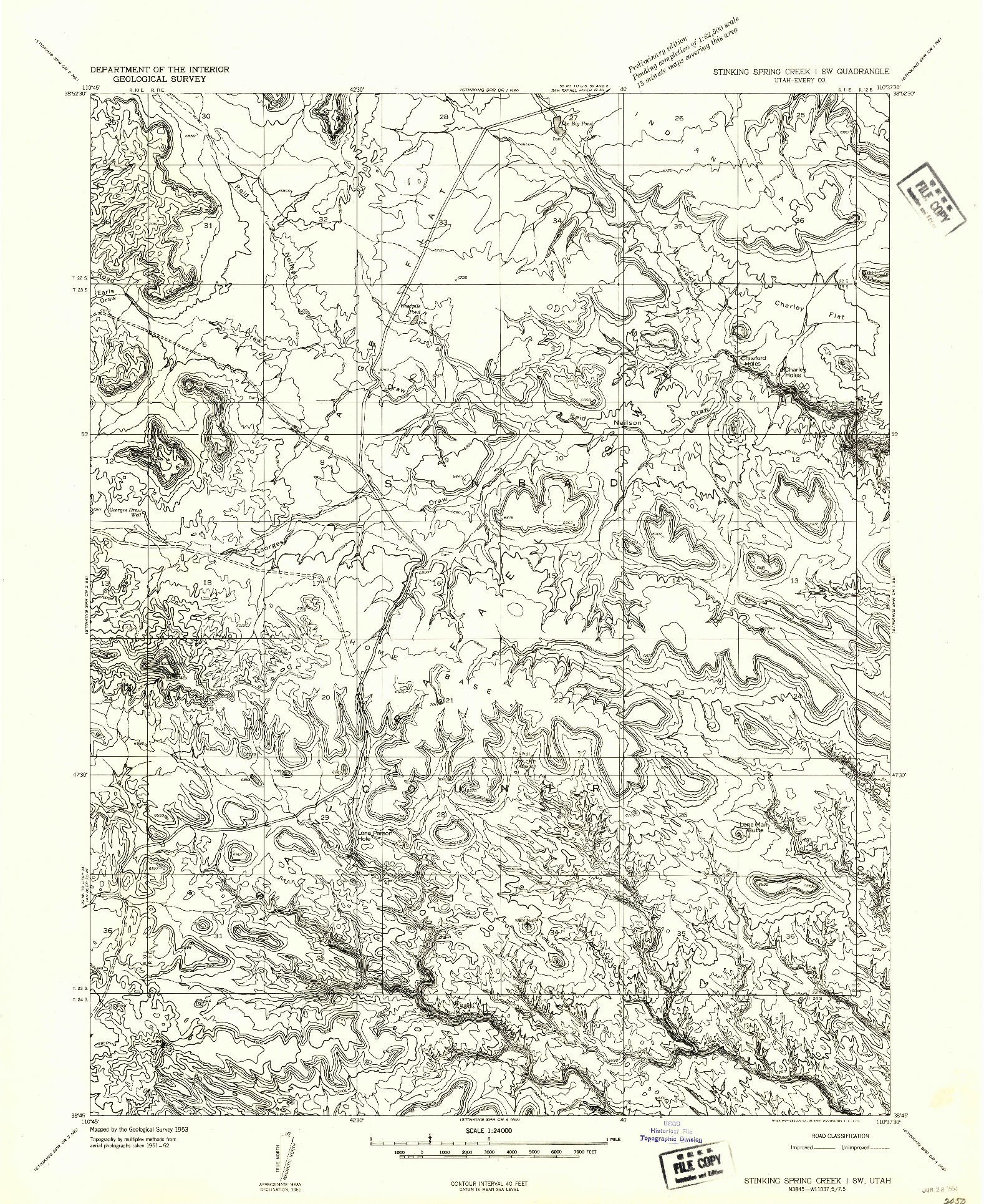 USGS 1:24000-SCALE QUADRANGLE FOR STINKING SPRING CREEK 1 SW, UT 1954