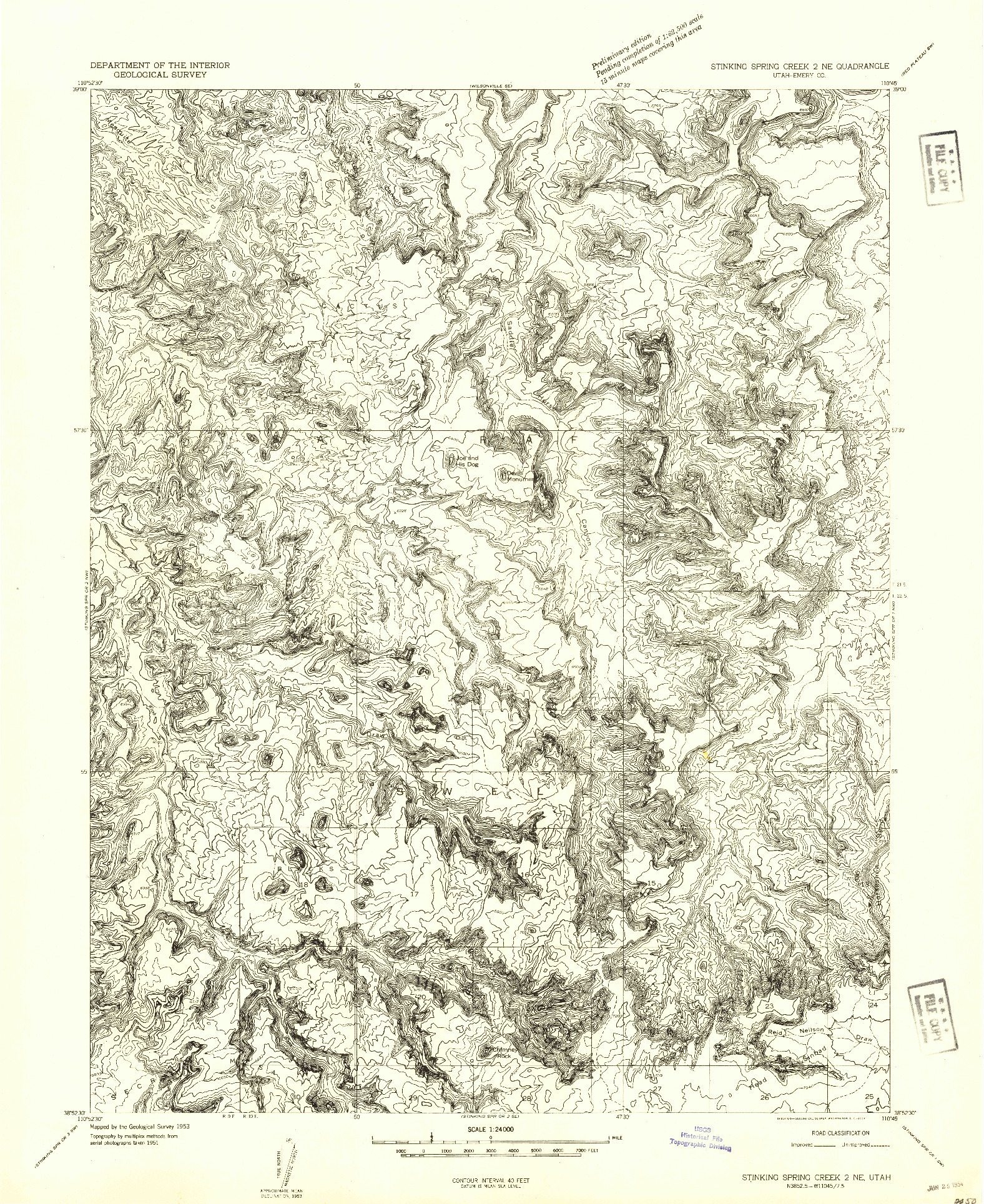 USGS 1:24000-SCALE QUADRANGLE FOR STINKING SPRING CREEK 2 NE, UT 1954