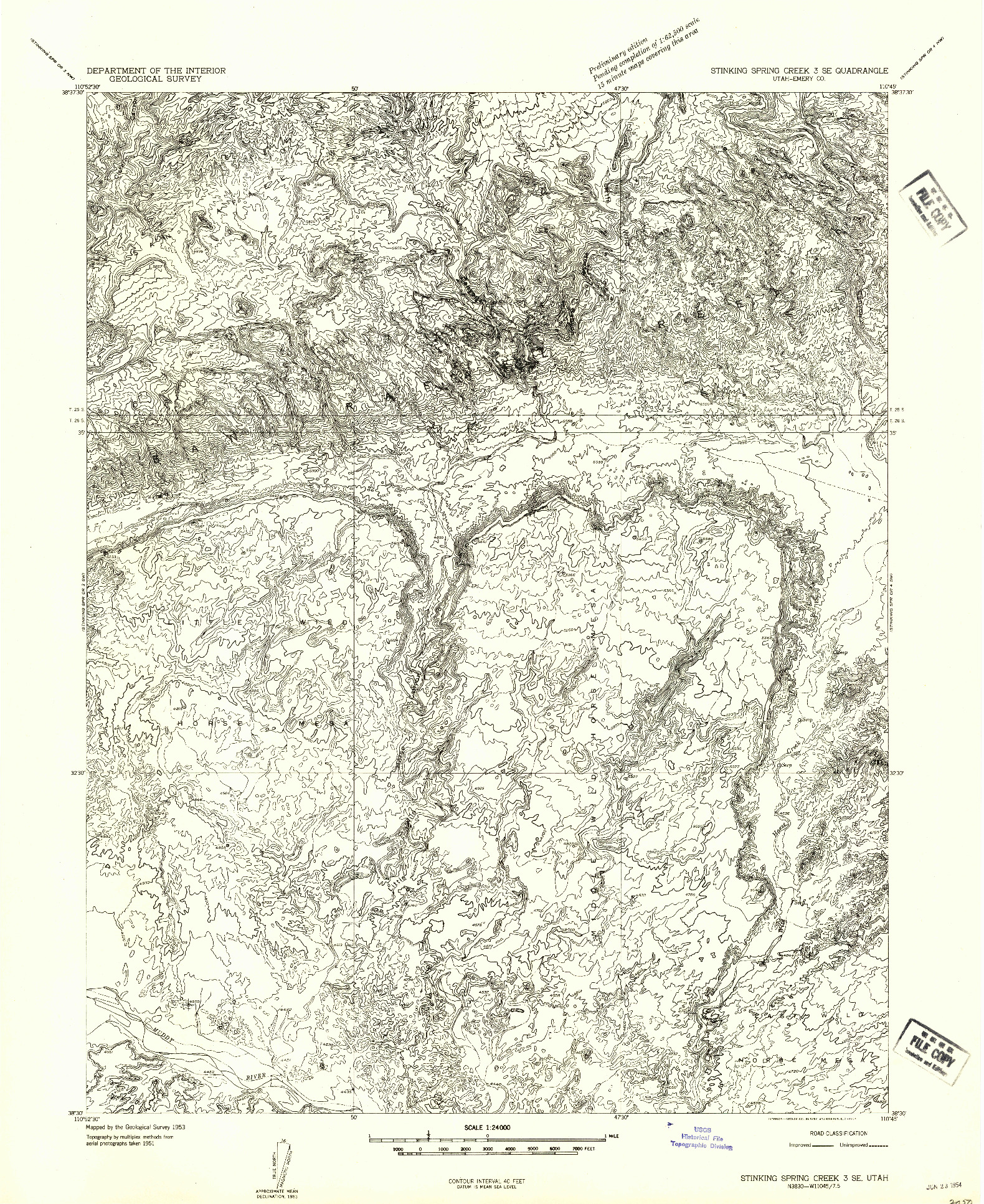 USGS 1:24000-SCALE QUADRANGLE FOR STINKING SPRING CREEK 3 SE, UT 1954
