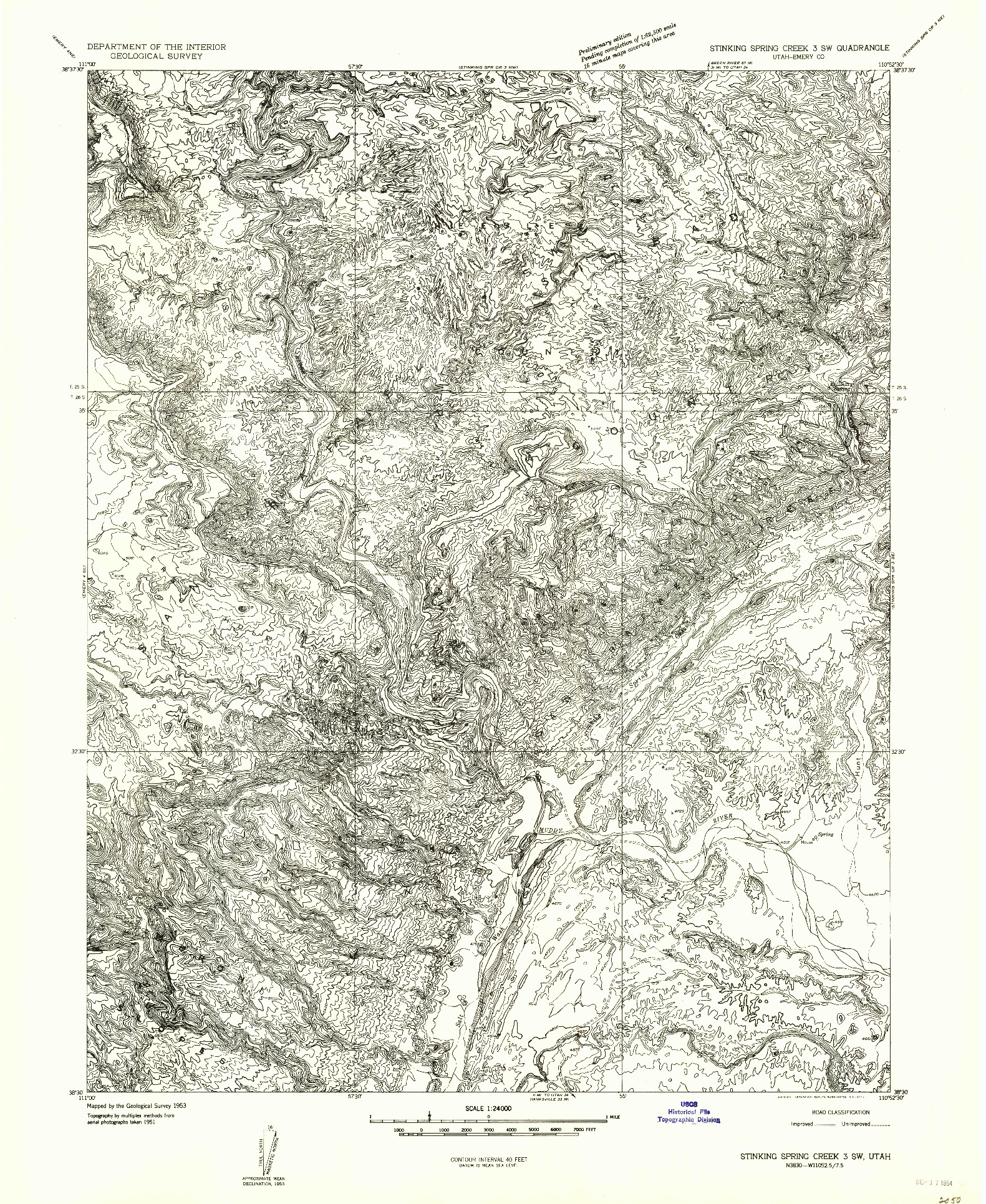 USGS 1:24000-SCALE QUADRANGLE FOR STINKING SPRING CREEK 3 SW, UT 1954