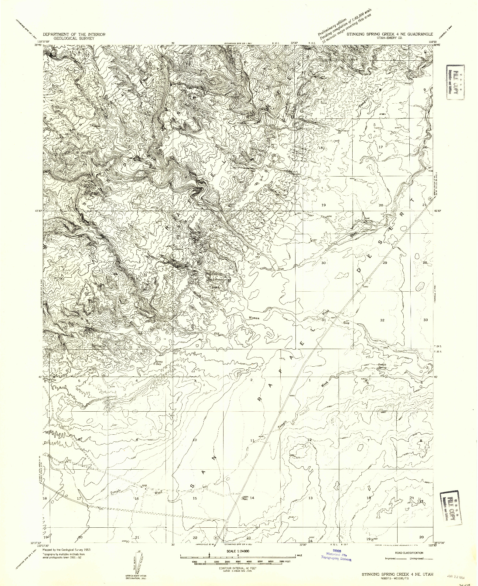 USGS 1:24000-SCALE QUADRANGLE FOR STINKING SPRING CREEK 4 NE, UT 1954