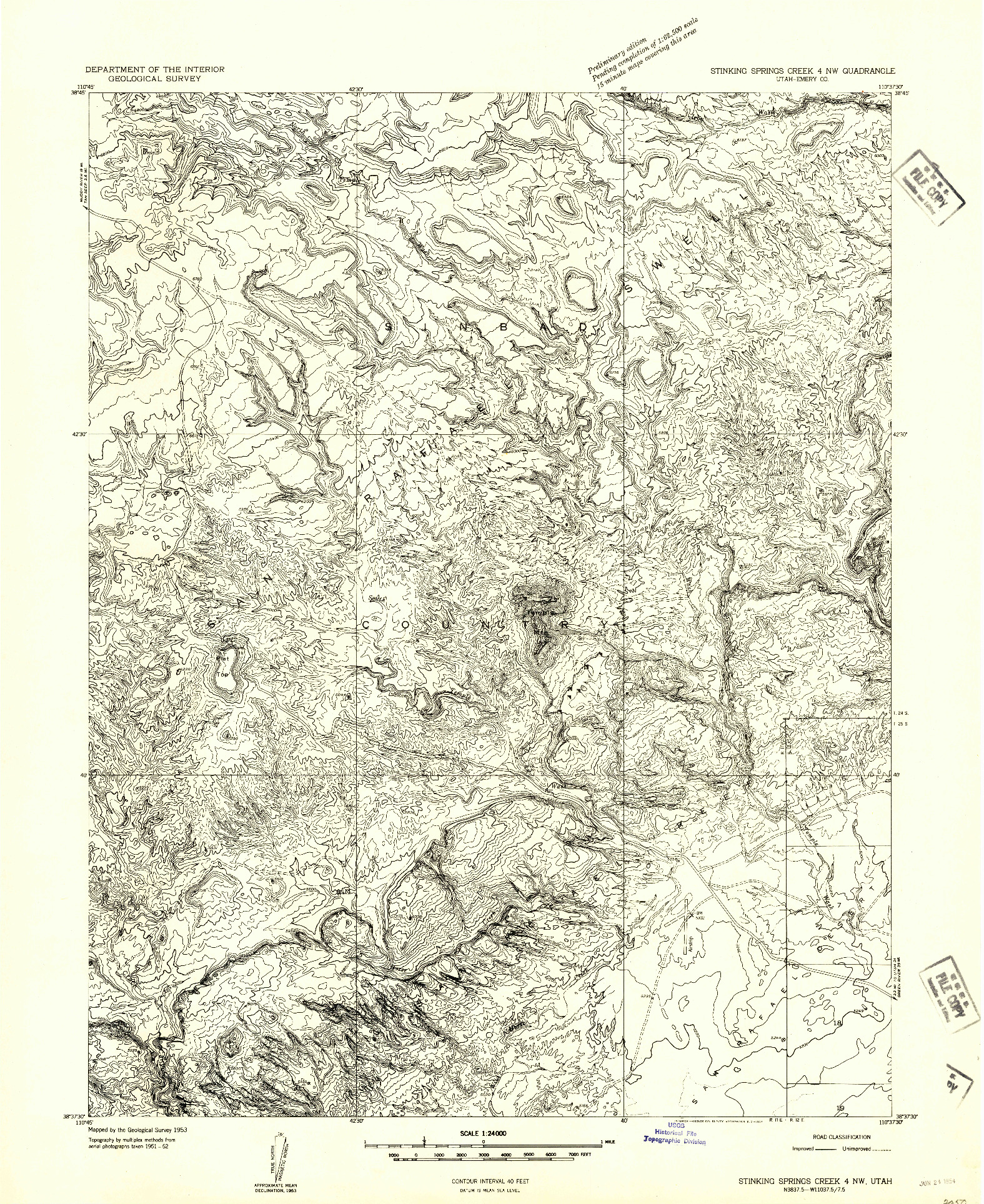 USGS 1:24000-SCALE QUADRANGLE FOR STINKING SPRING CREEK 4 NW, UT 1954