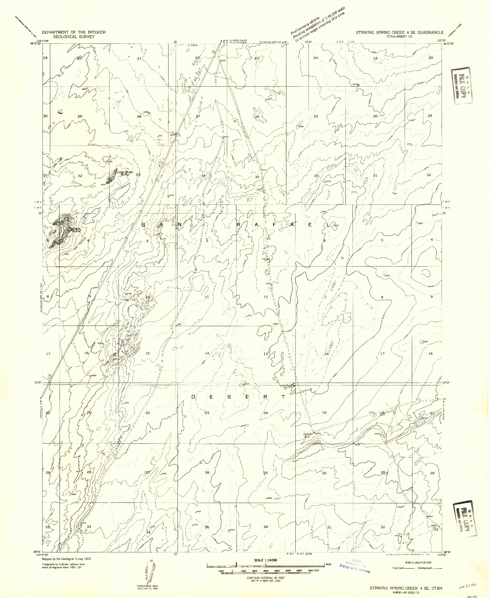 USGS 1:24000-SCALE QUADRANGLE FOR STINKING SPRING CREEK 4 SE, UT 1954