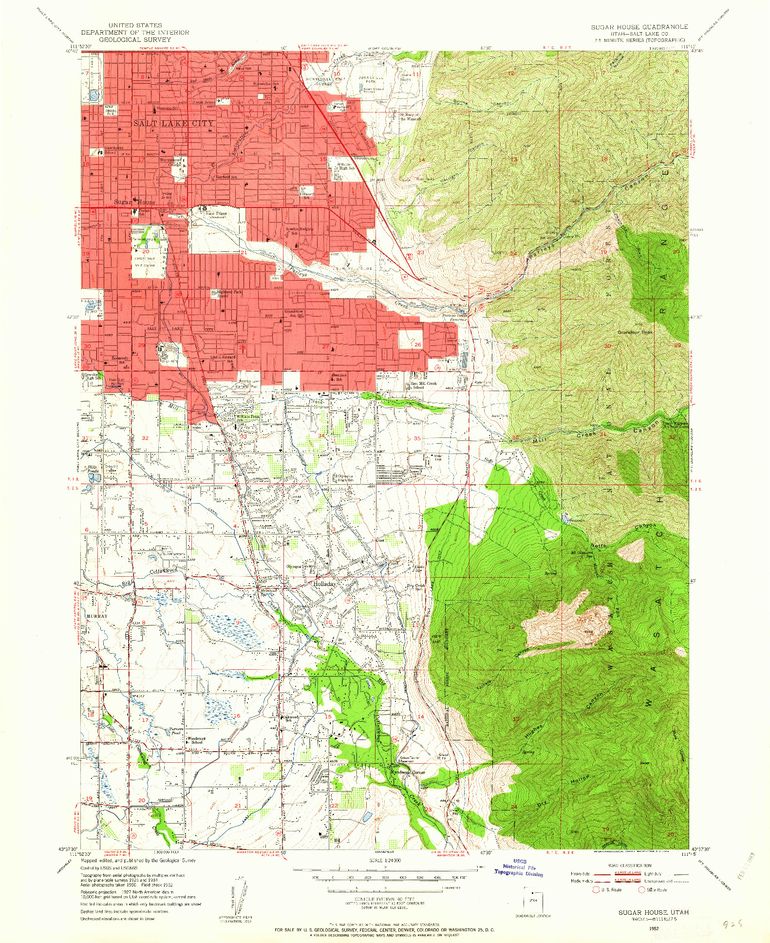 USGS 1:24000-SCALE QUADRANGLE FOR SUGAR HOUSE, UT 1952