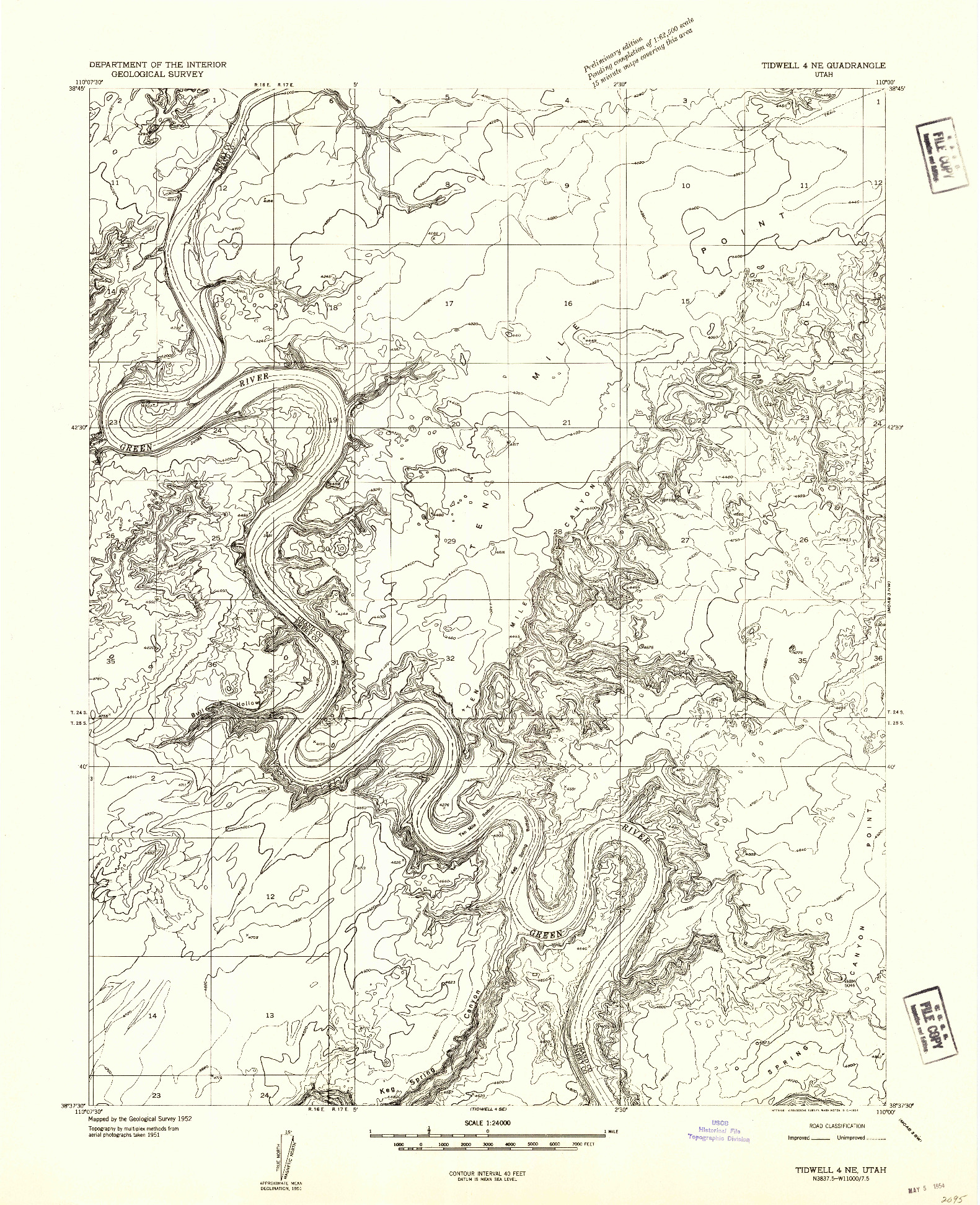 USGS 1:24000-SCALE QUADRANGLE FOR TIDWELL 4 NE, UT 1952