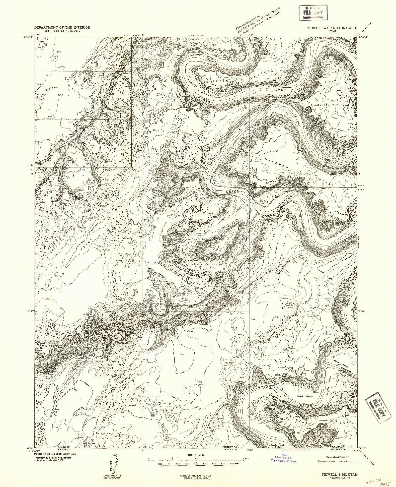 USGS 1:24000-SCALE QUADRANGLE FOR TIDWELL 4 SE, UT 1952
