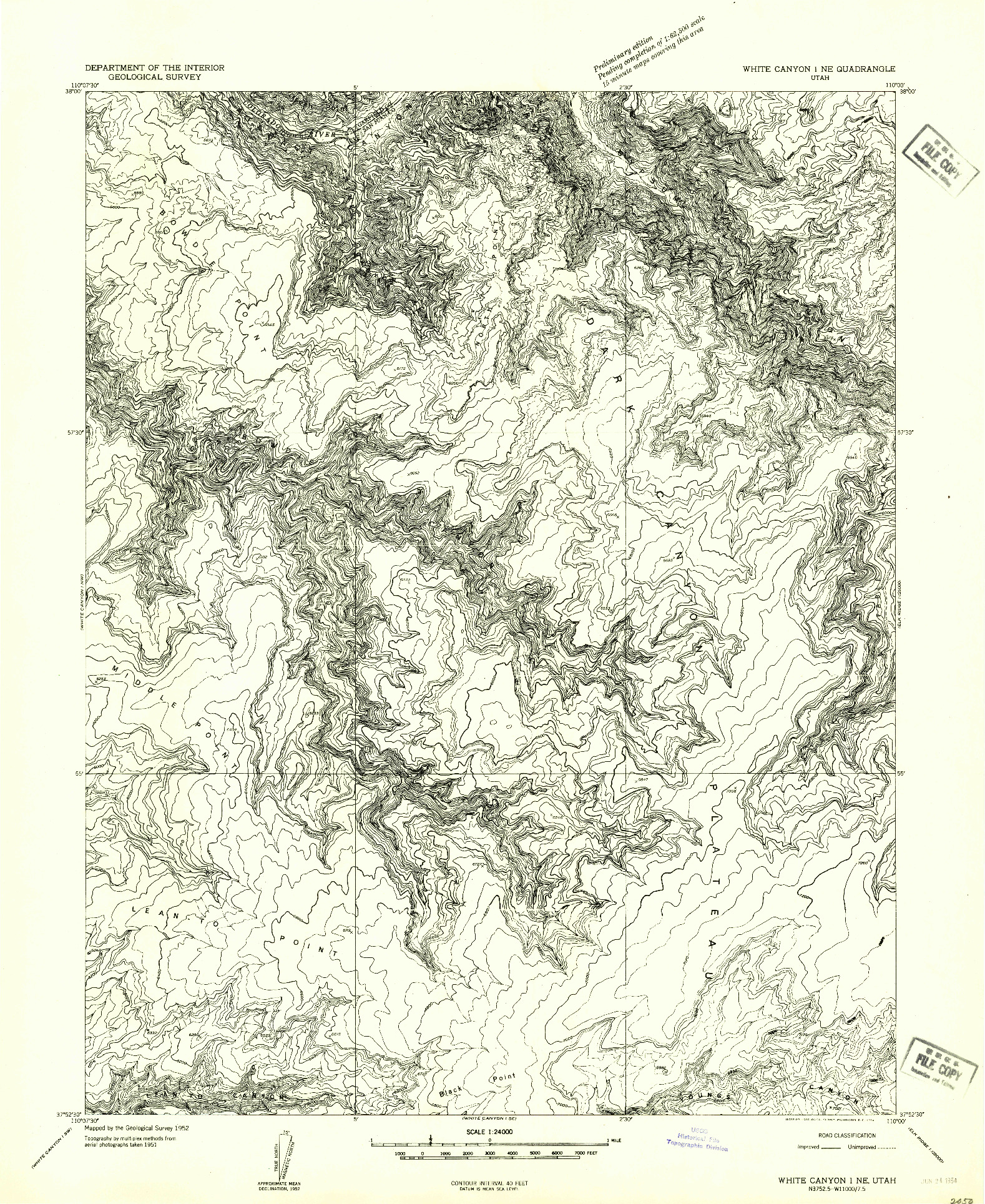 USGS 1:24000-SCALE QUADRANGLE FOR WHITE CANYON 1 NE, UT 1954