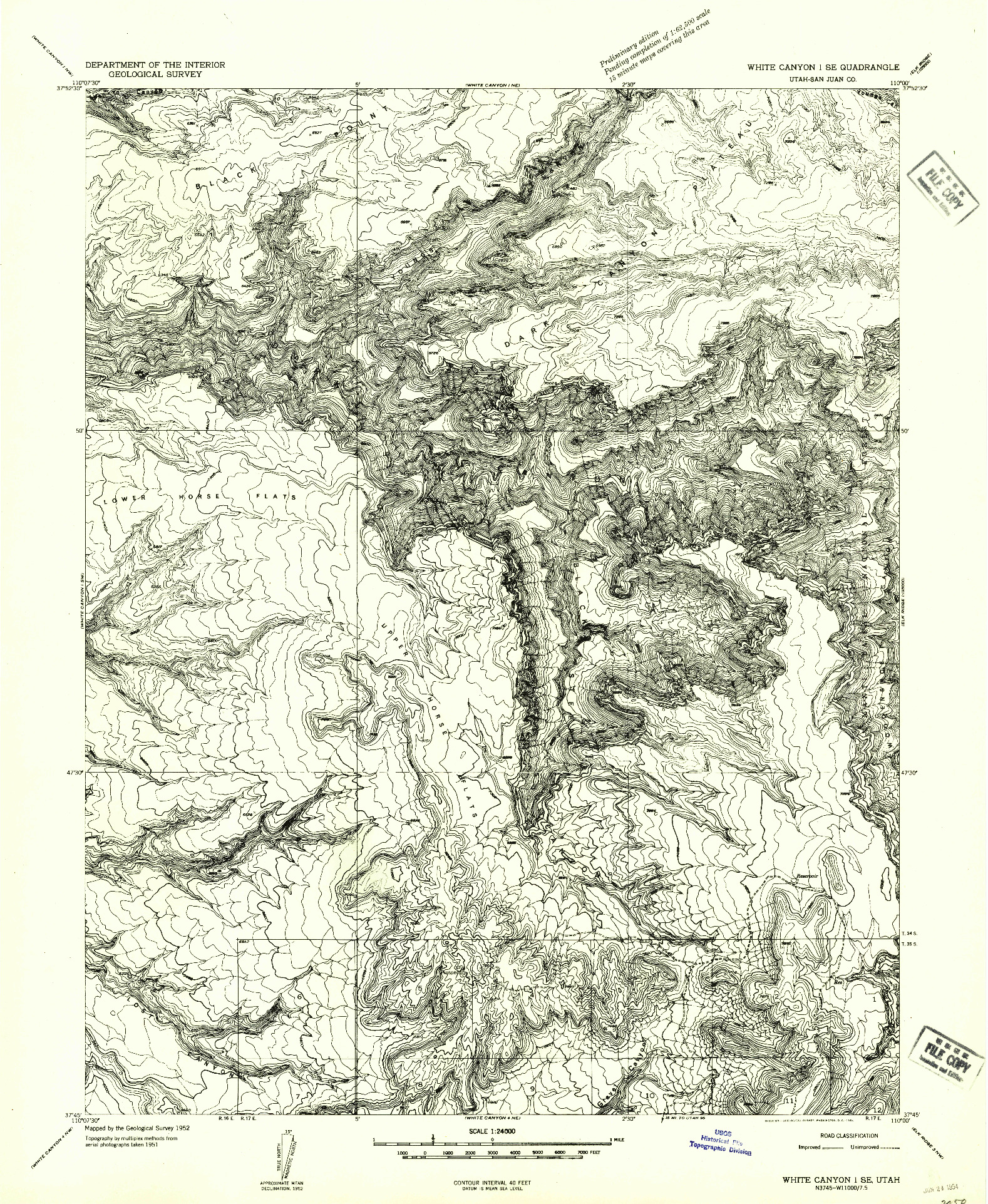 USGS 1:24000-SCALE QUADRANGLE FOR WHITE CANYON 1 SE, UT 1954