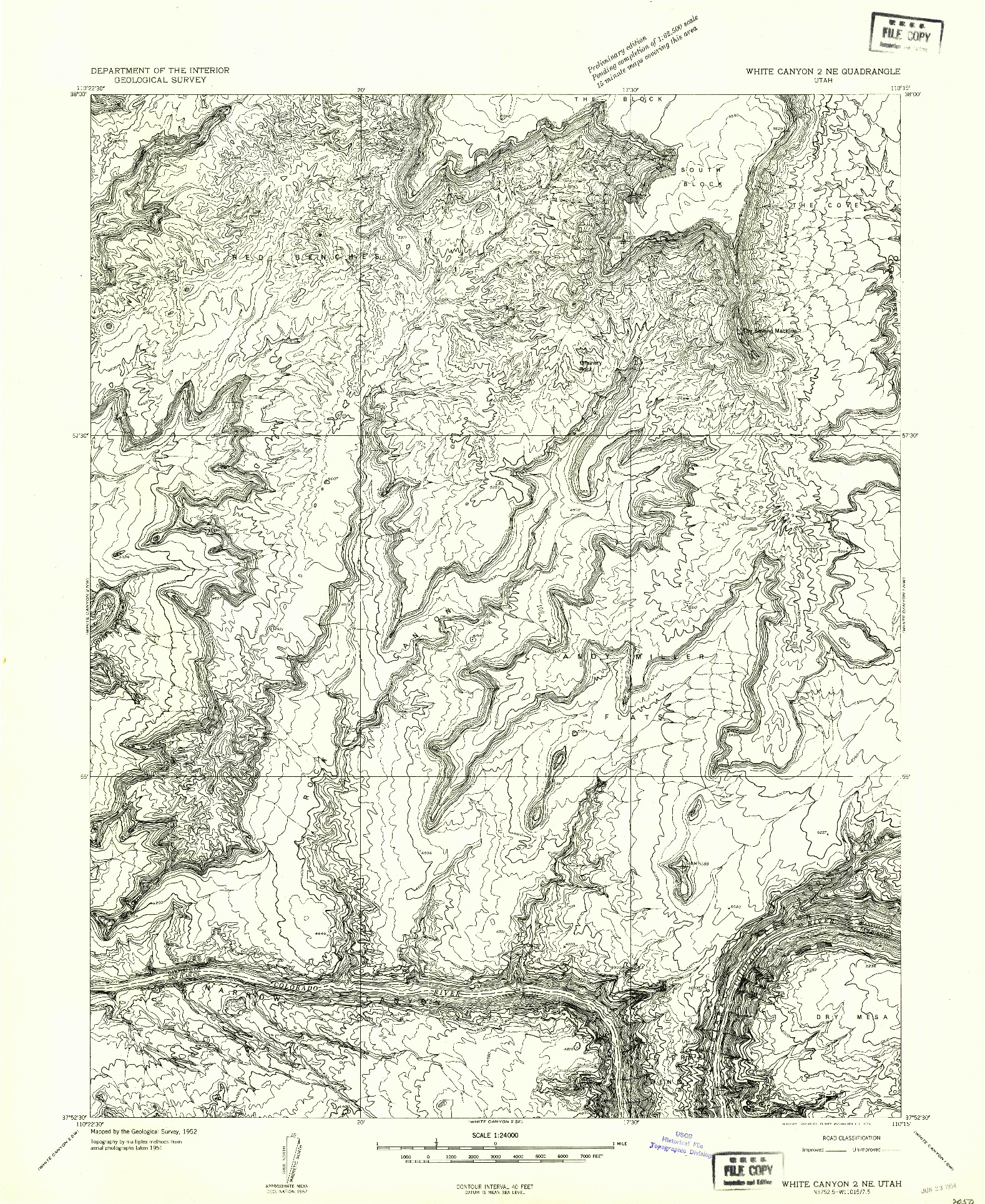 USGS 1:24000-SCALE QUADRANGLE FOR WHITE CANYON 2 NE, UT 1954