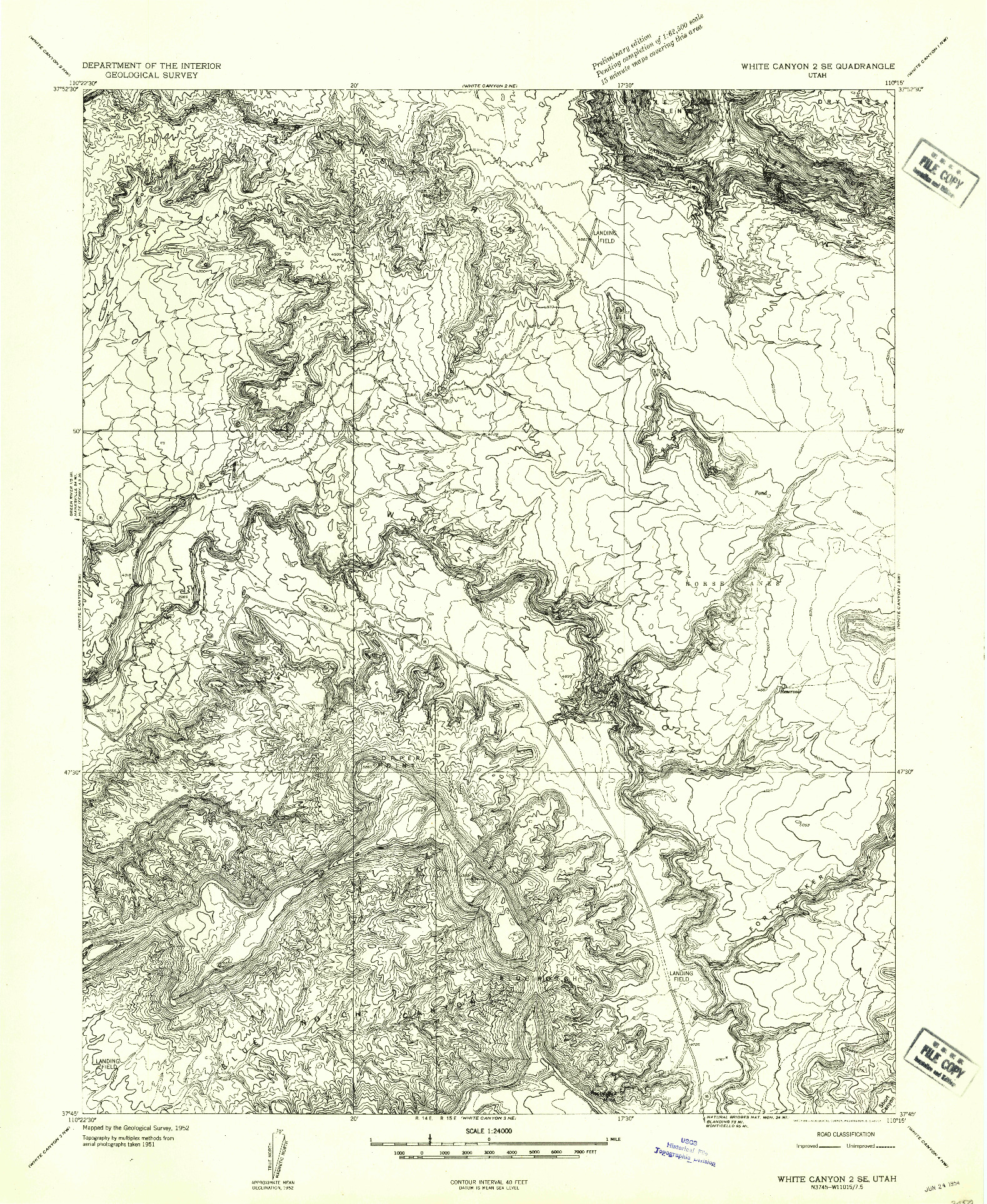 USGS 1:24000-SCALE QUADRANGLE FOR WHITE CANYON 2 SE, UT 1954