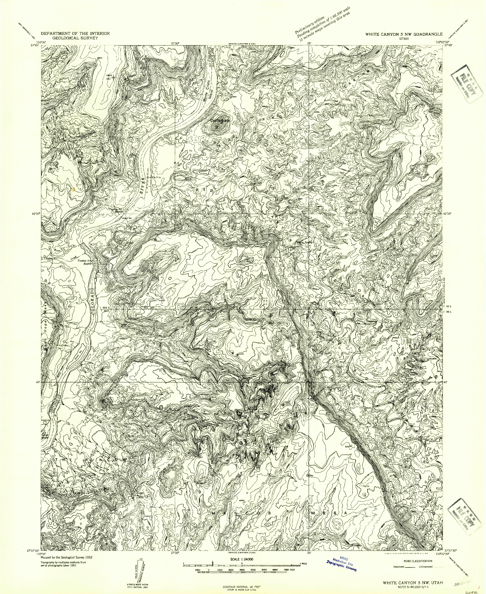 USGS 1:24000-SCALE QUADRANGLE FOR WHITE CANYON 3 NW, UT 1954