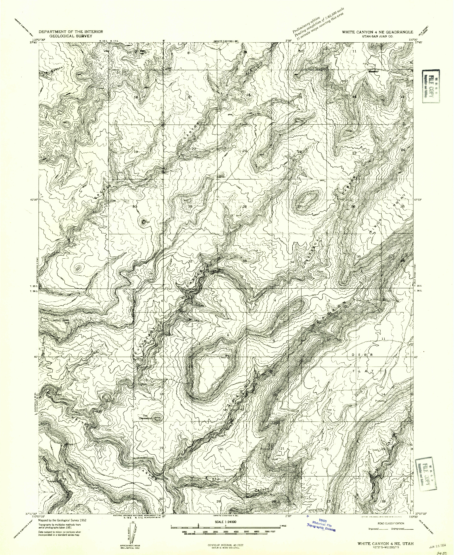 USGS 1:24000-SCALE QUADRANGLE FOR WHITE CANYON 4 NE, UT 1954