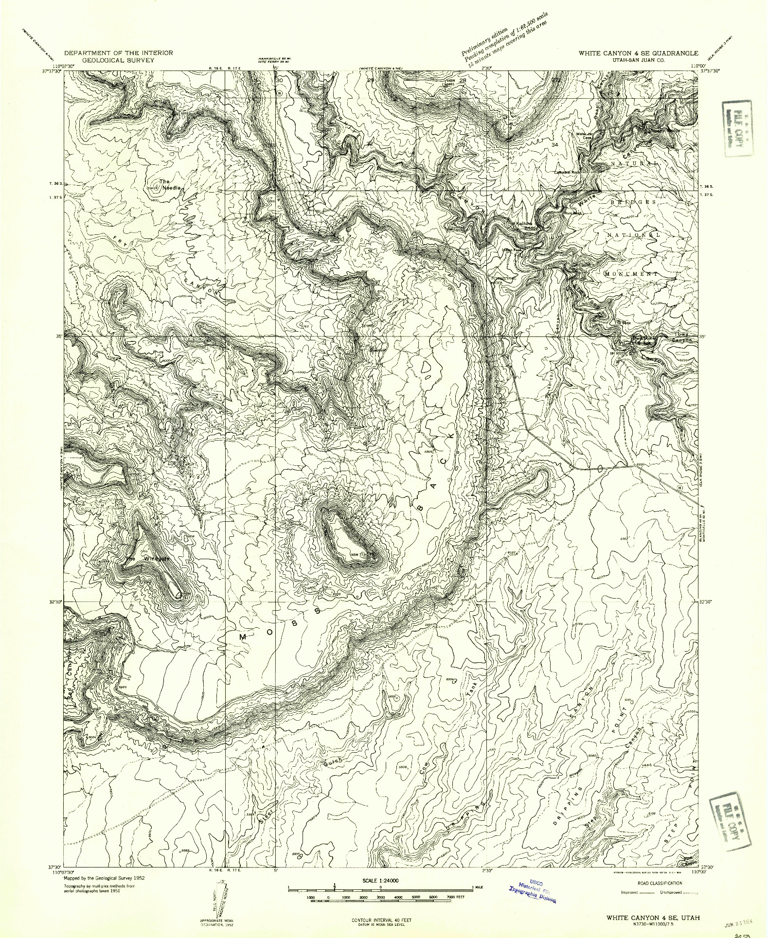 USGS 1:24000-SCALE QUADRANGLE FOR WHITE CANYON 4 SE, UT 1954