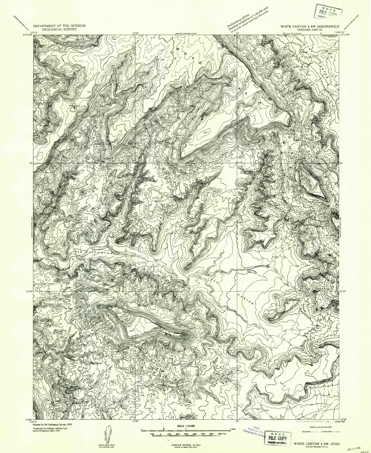 USGS 1:24000-SCALE QUADRANGLE FOR WHITE CANYON 4 SW, UT 1954