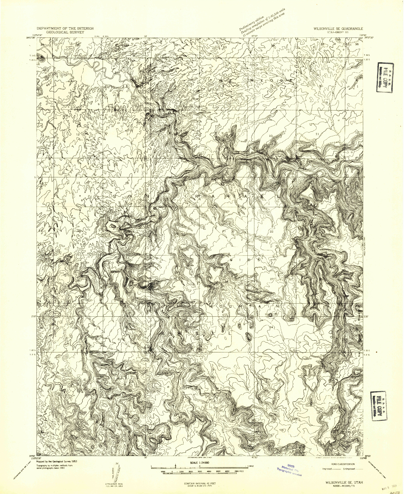 USGS 1:24000-SCALE QUADRANGLE FOR WILSONVILLE SE, UT 1954