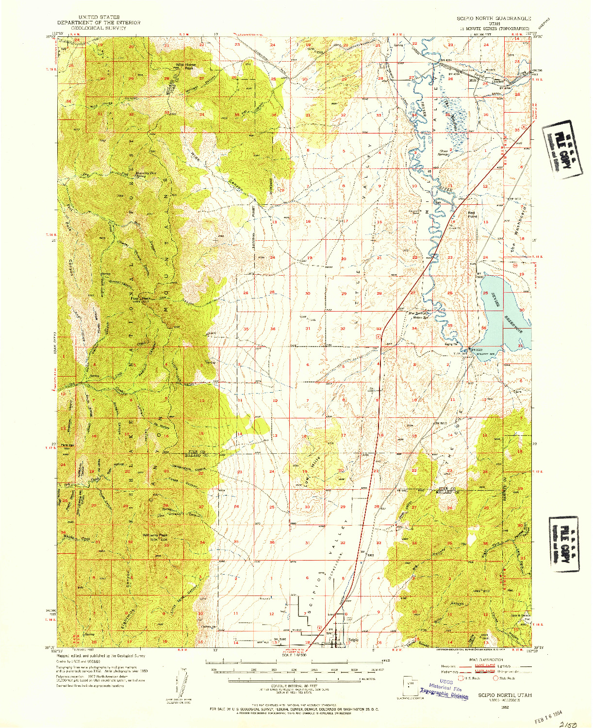 USGS 1:62500-SCALE QUADRANGLE FOR SCIPIO NORTH, UT 1952