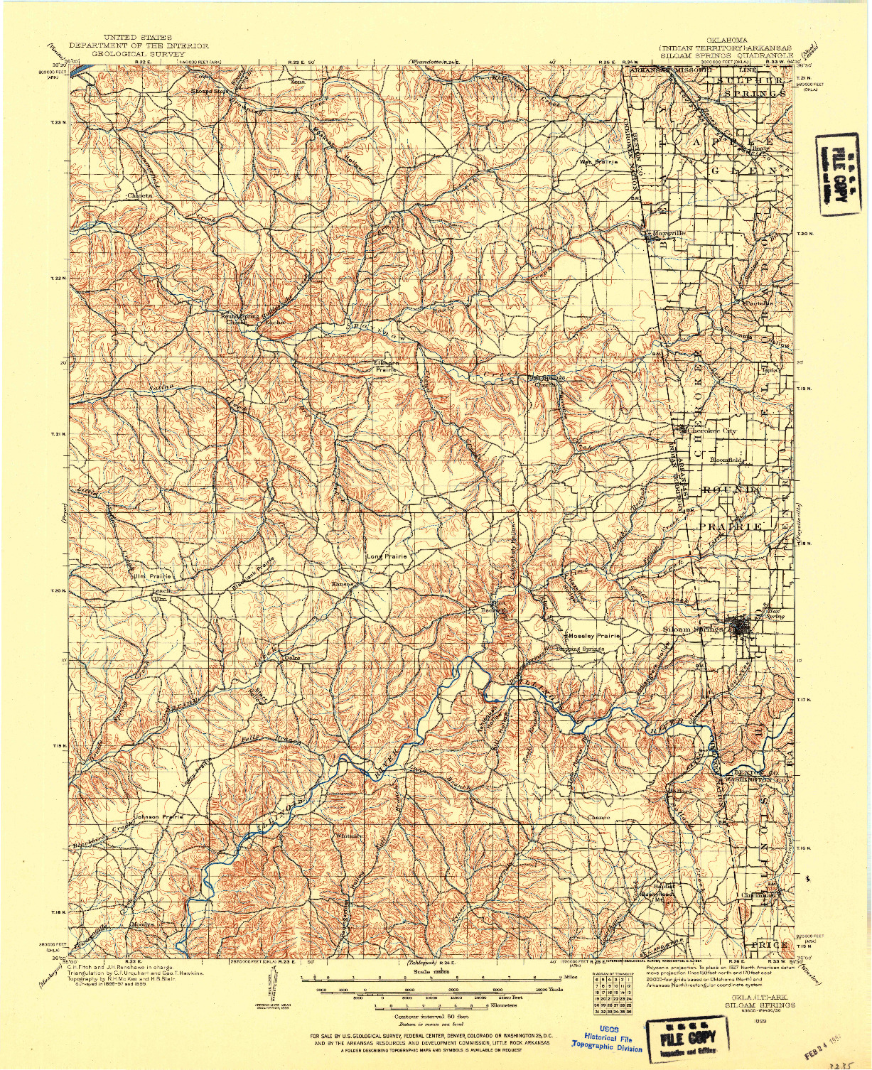 USGS 1:125000-SCALE QUADRANGLE FOR SILOAM SPRINGS, OK 1899