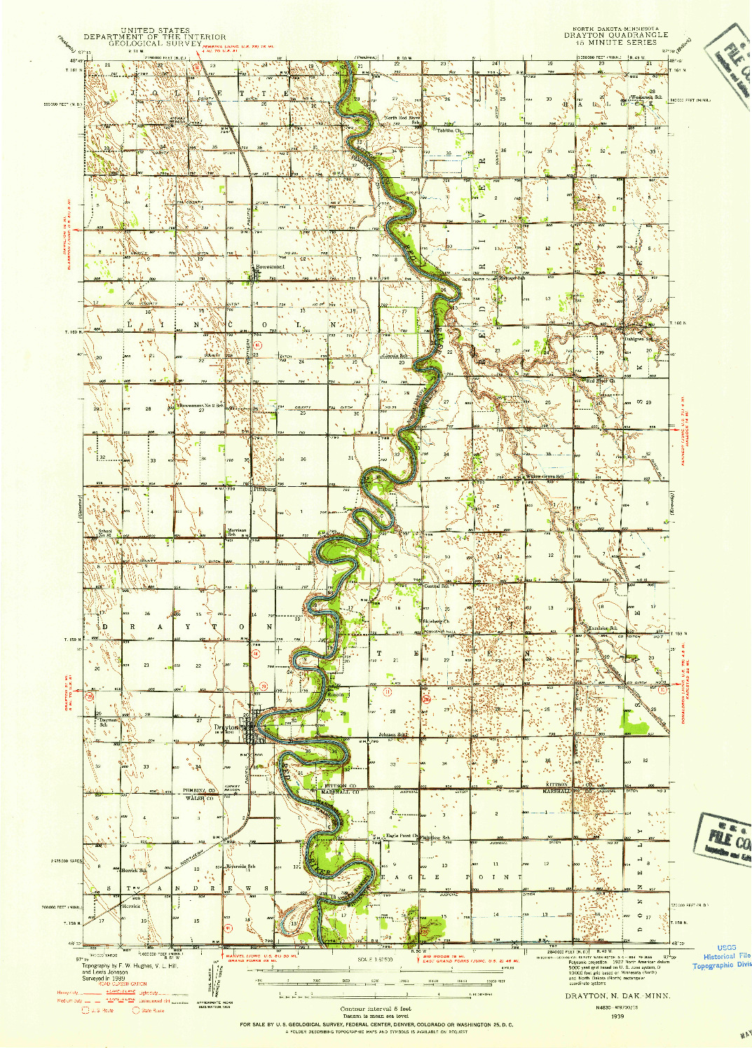 USGS 1:62500-SCALE QUADRANGLE FOR DRAYTON, ND 1939