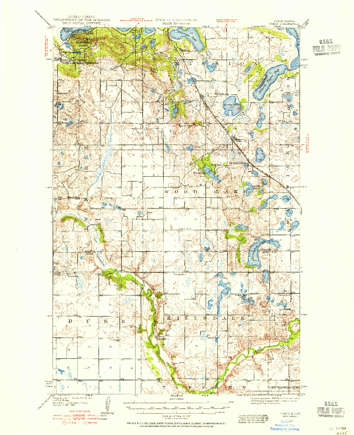 USGS 1:62500-SCALE QUADRANGLE FOR TOKIO, ND 1928