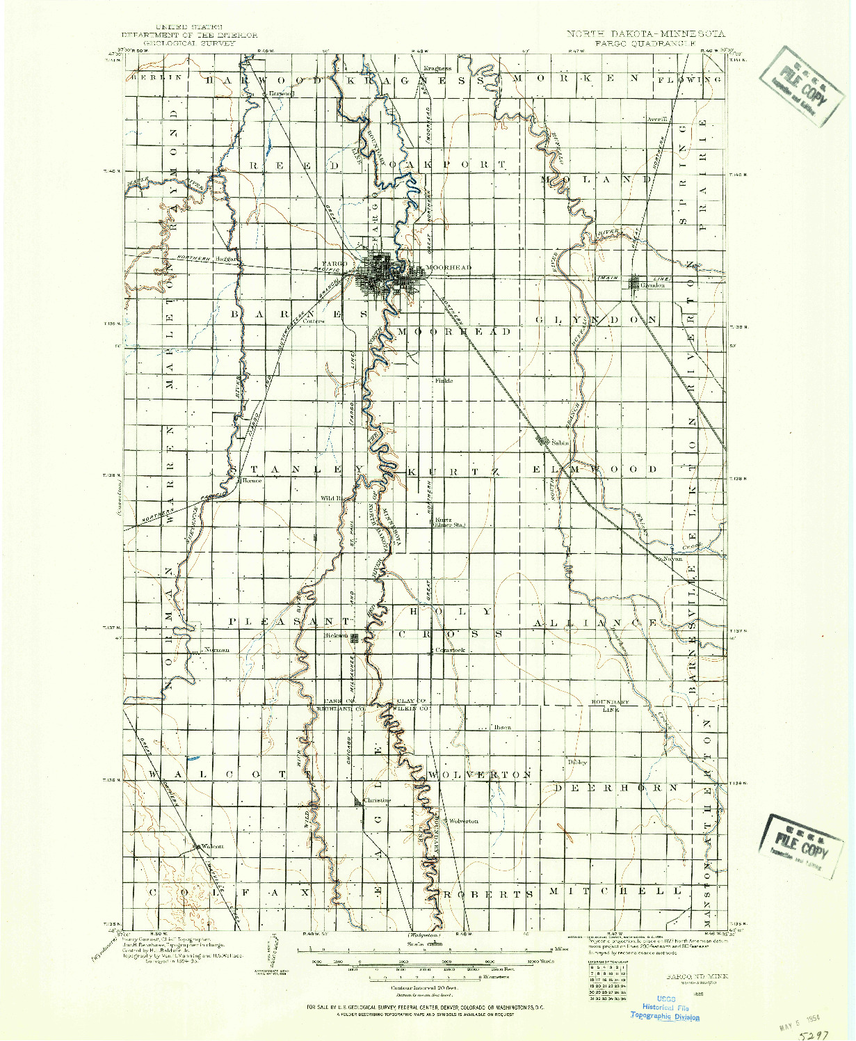 USGS 1:125000-SCALE QUADRANGLE FOR FARGO, ND 1895