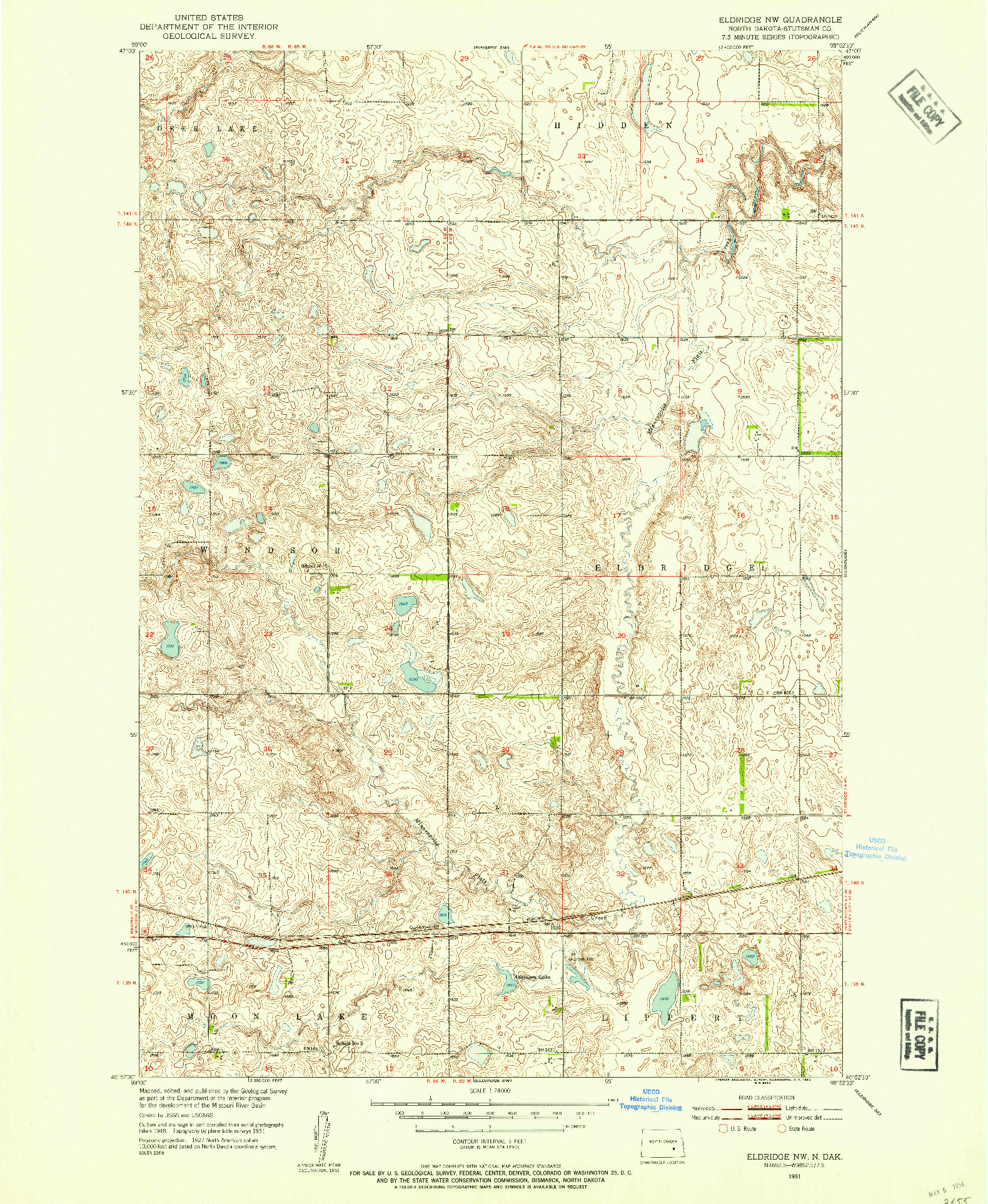USGS 1:24000-SCALE QUADRANGLE FOR ELDRIDGE NW, ND 1951