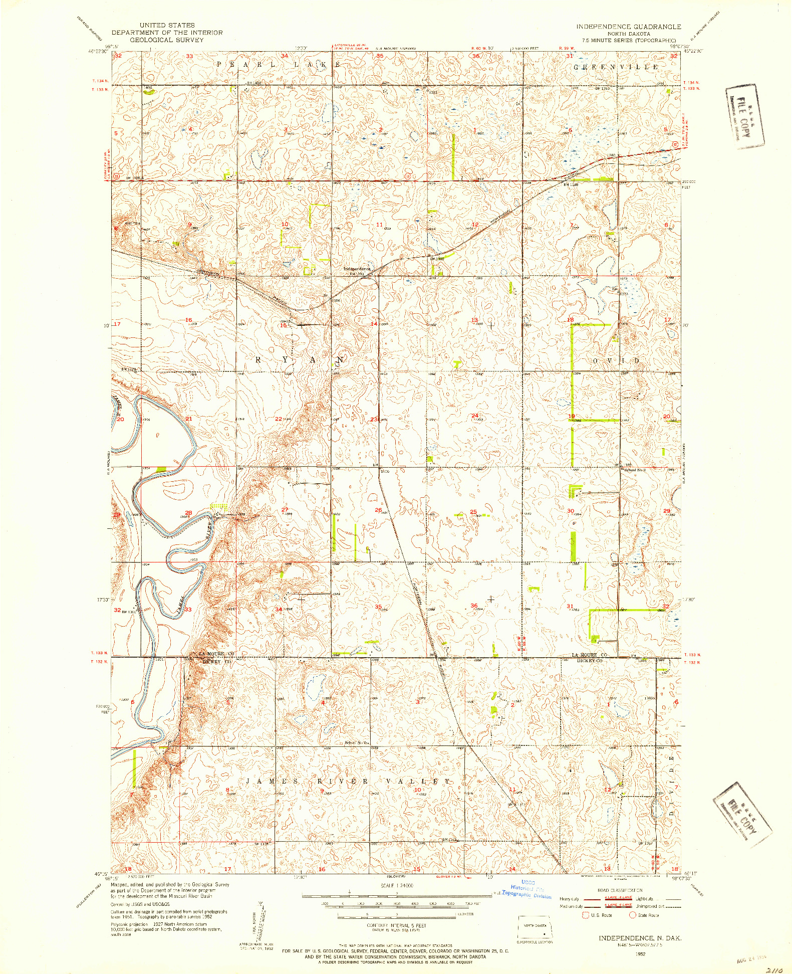 USGS 1:24000-SCALE QUADRANGLE FOR INDEPENDENCE, ND 1952