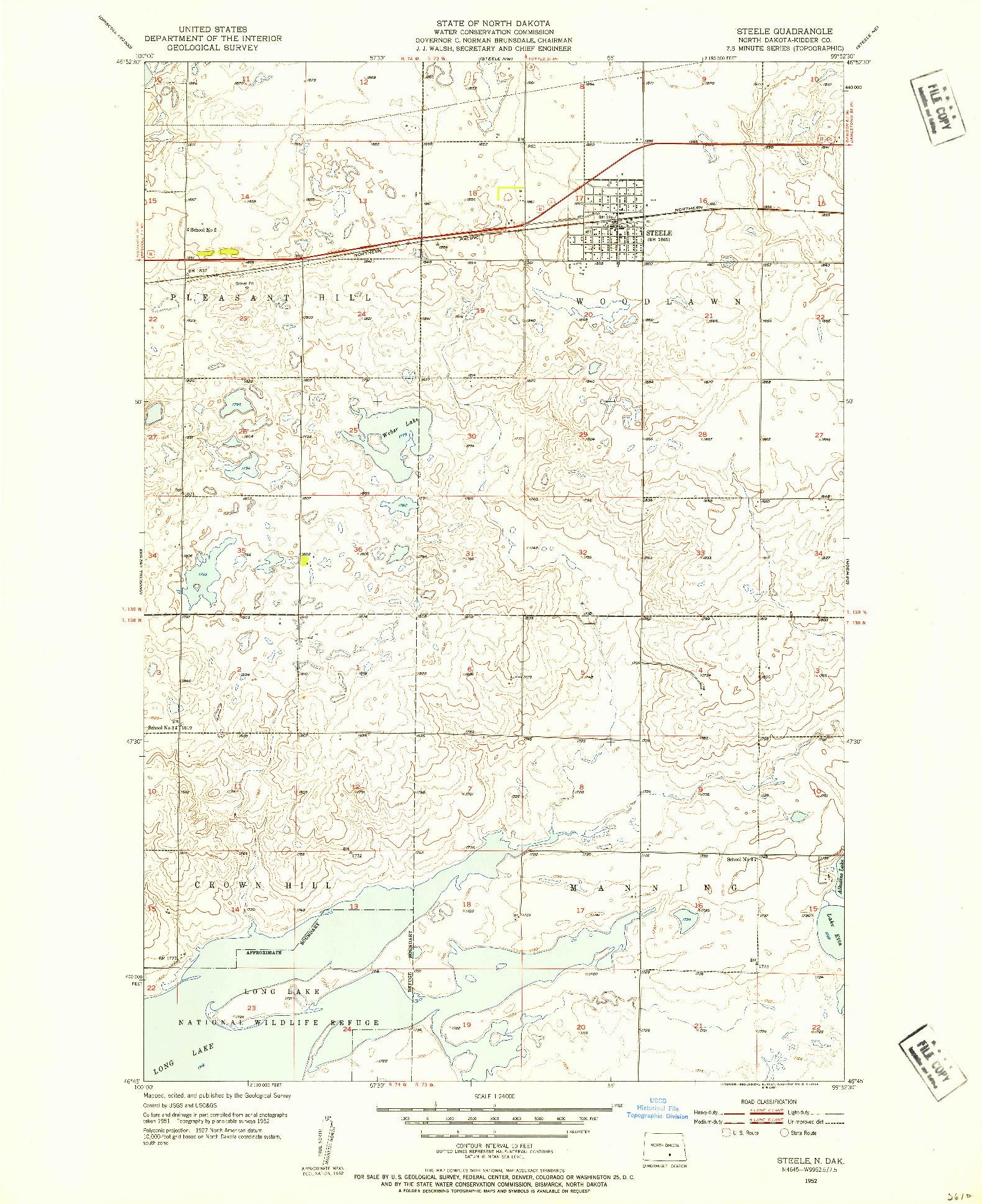 USGS 1:24000-SCALE QUADRANGLE FOR STEELE, ND 1952