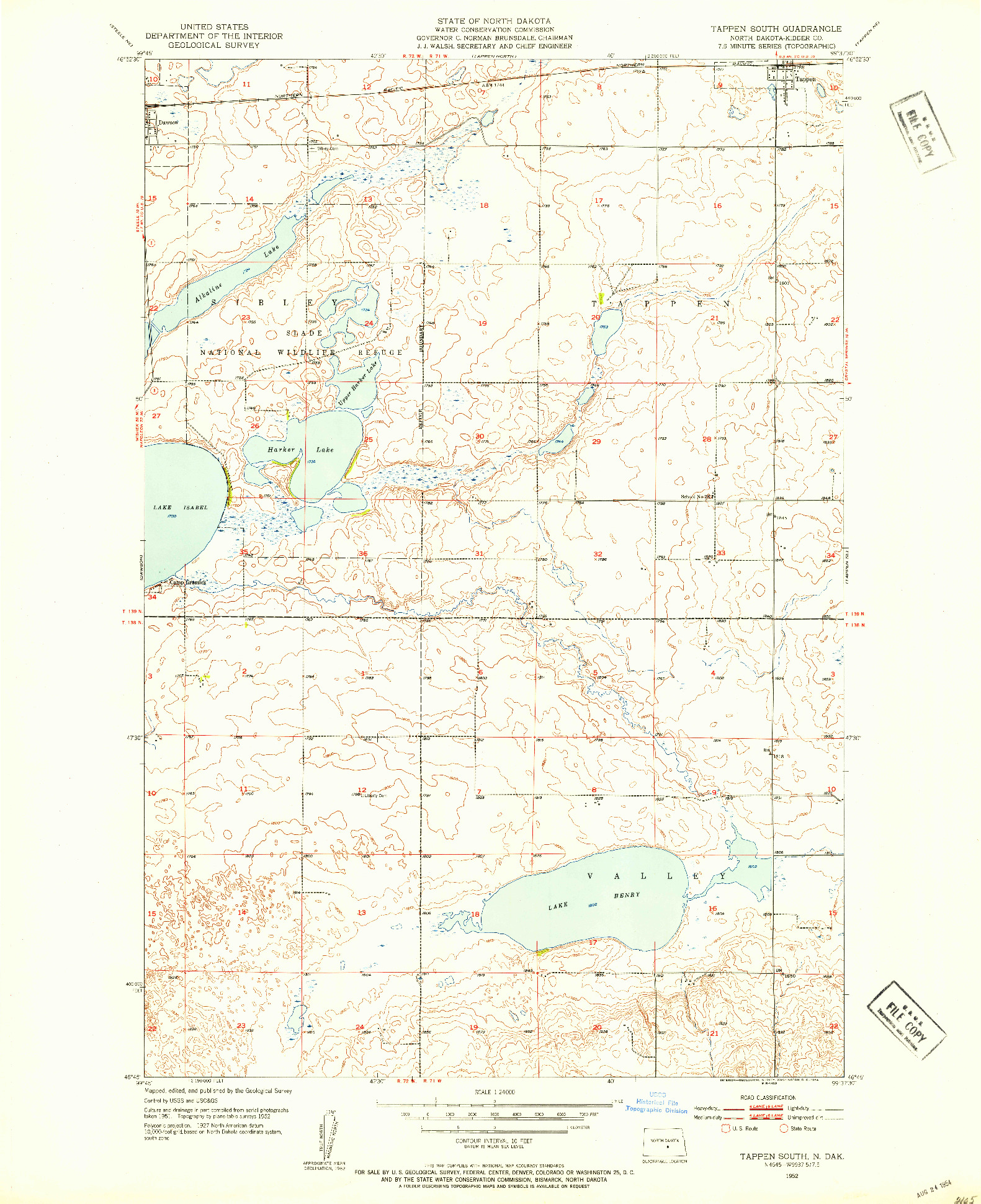 USGS 1:24000-SCALE QUADRANGLE FOR TAPPEN SOUTH, ND 1952