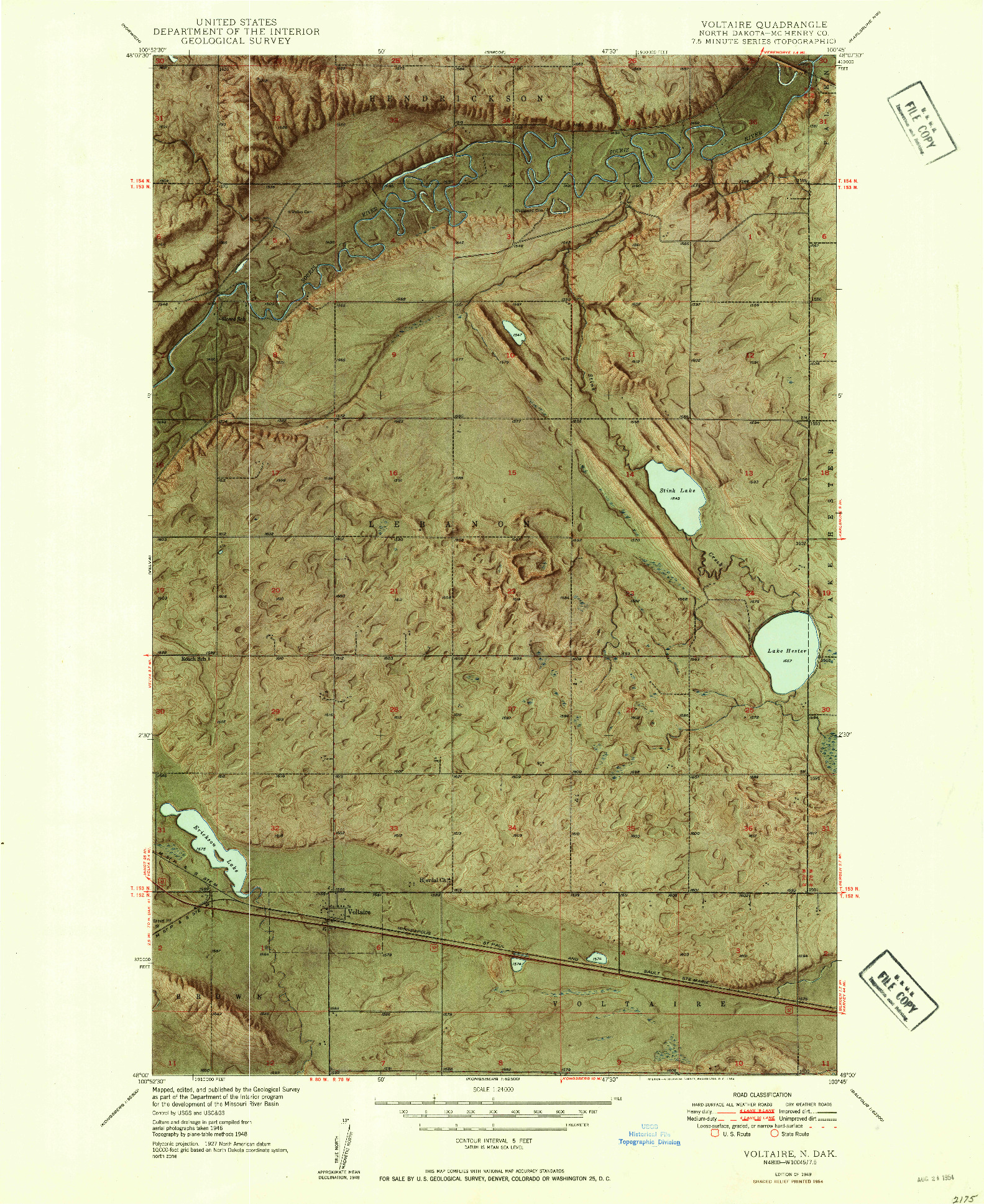 USGS 1:24000-SCALE QUADRANGLE FOR VOLTAIRE, ND 1949