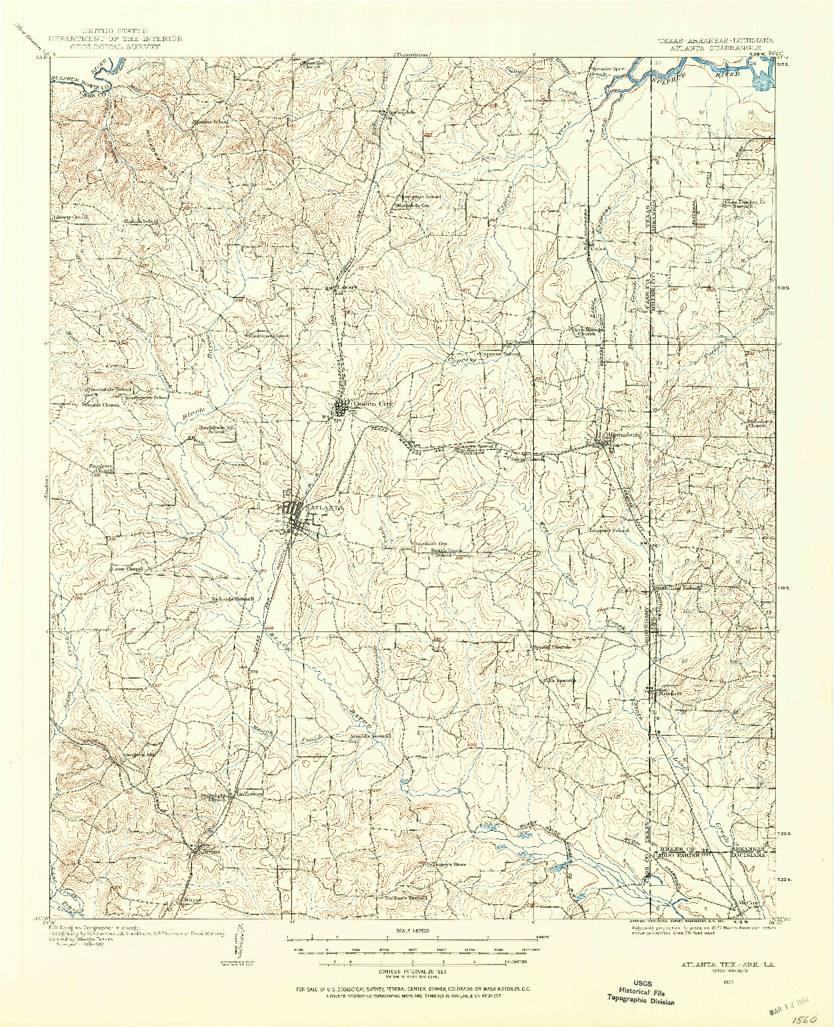 USGS 1:62500-SCALE QUADRANGLE FOR ATLANTA, TX 1907