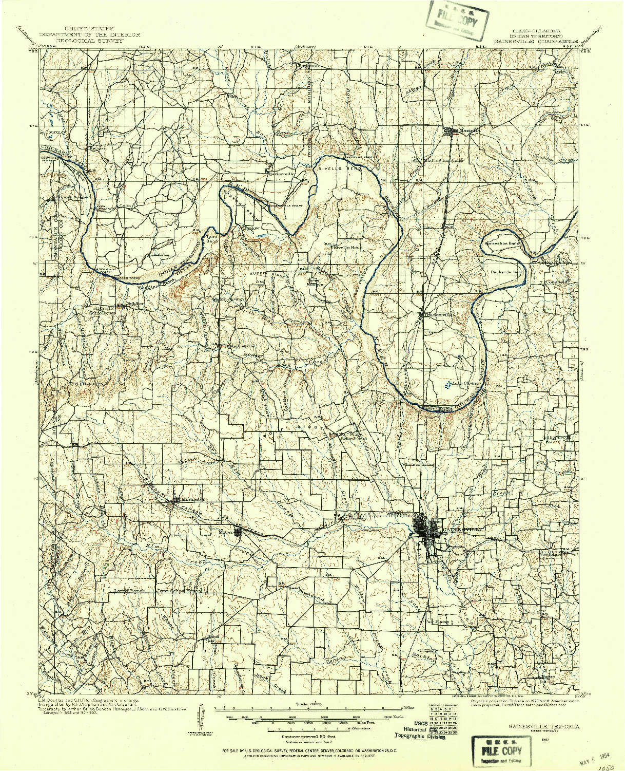 USGS 1:125000-SCALE QUADRANGLE FOR GAINESVILLE, TX 1902