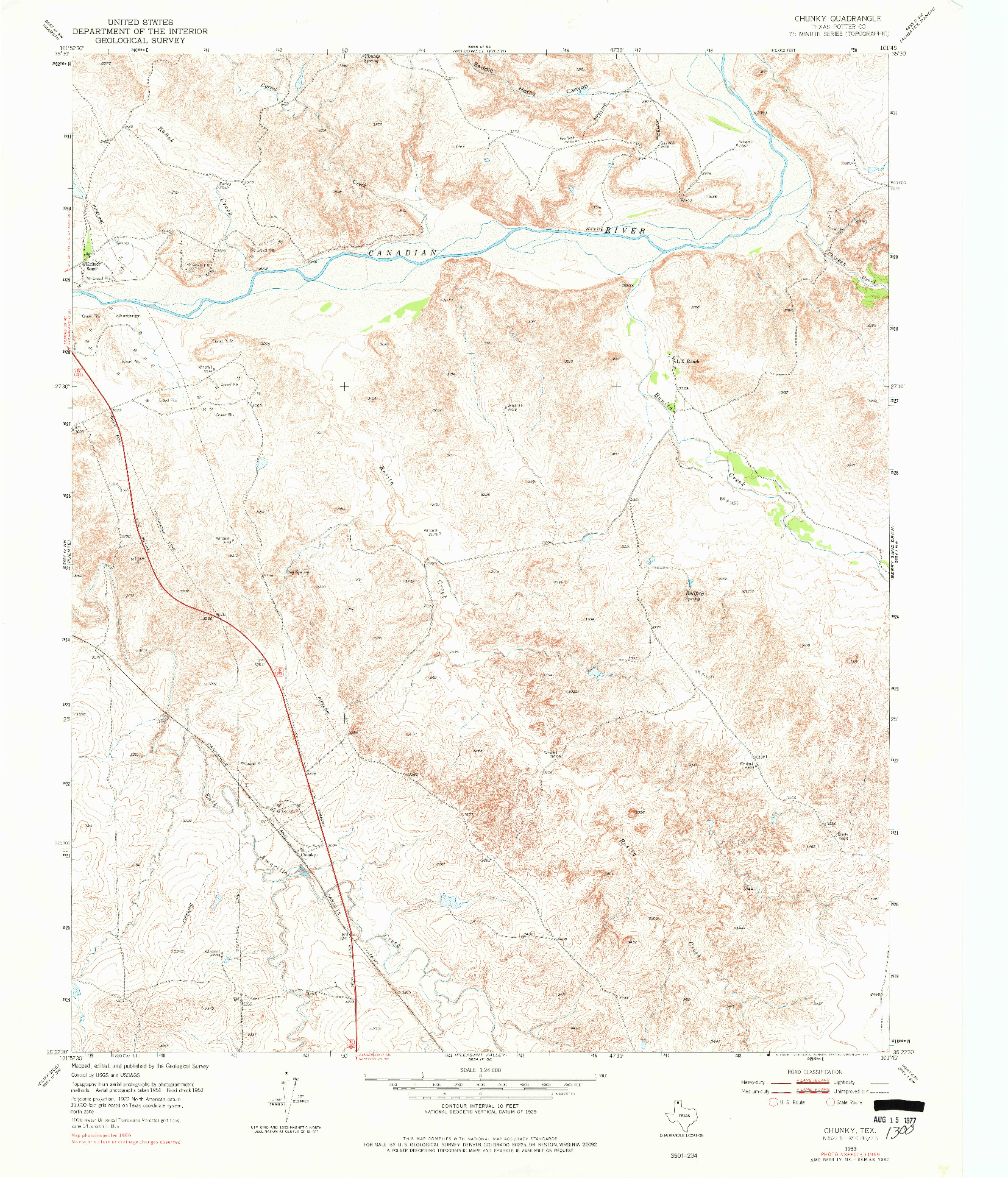 USGS 1:24000-SCALE QUADRANGLE FOR CHUNKY, TX 1953