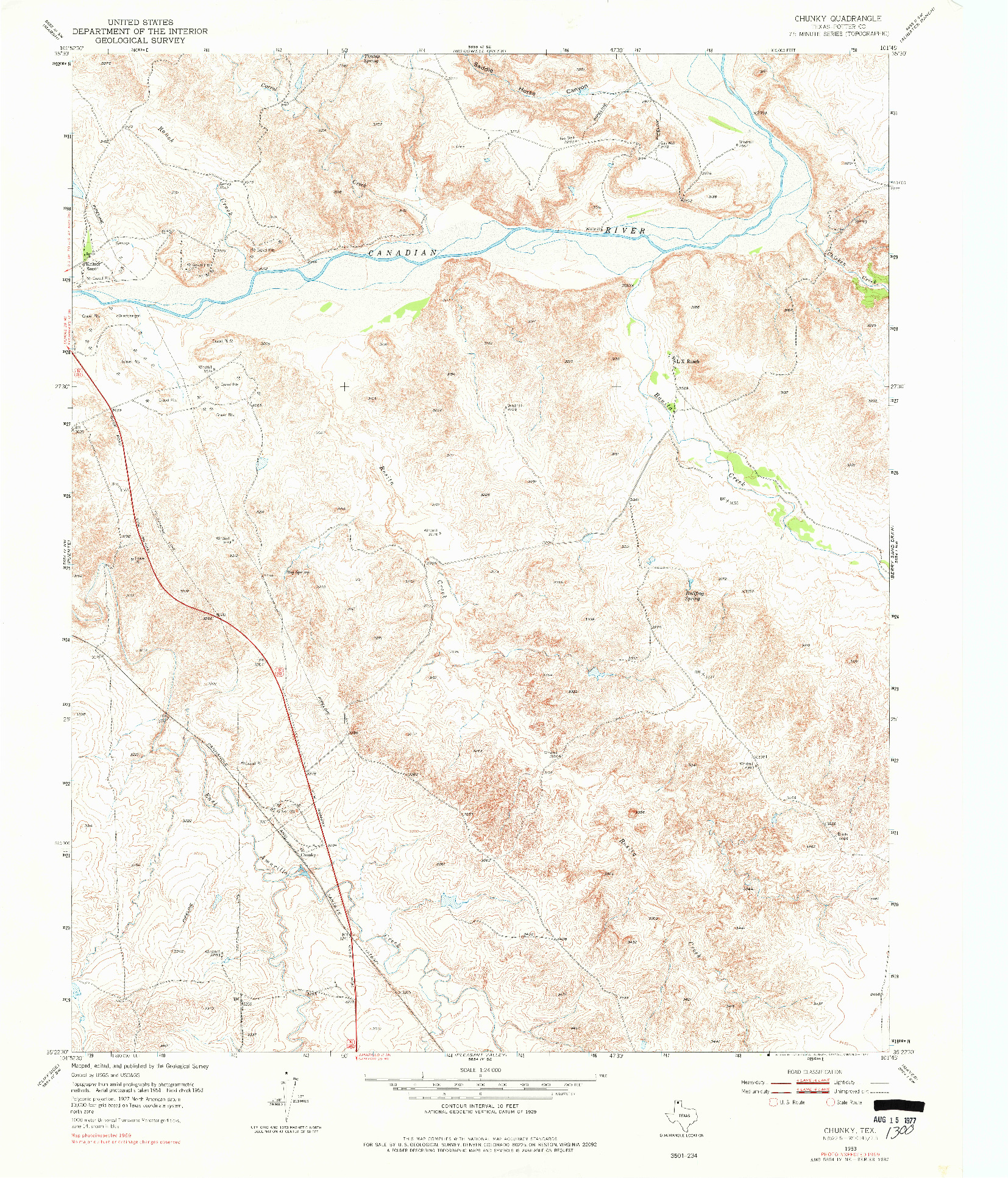 USGS 1:24000-SCALE QUADRANGLE FOR CHUNKY, TX 1953